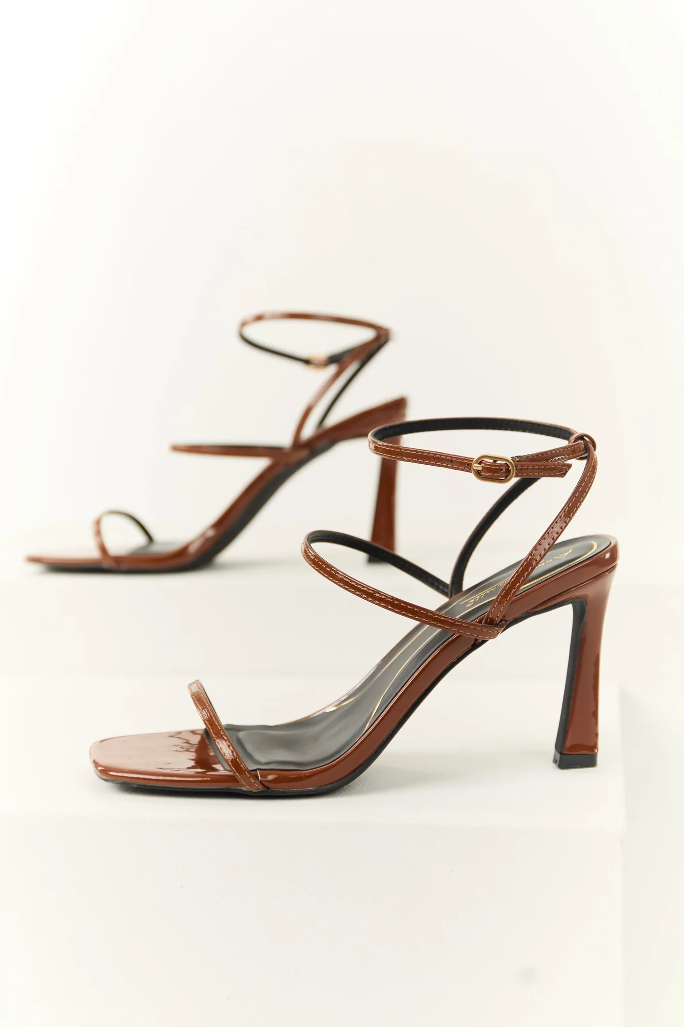 Brown Stiletto Heels with Gold Ankle Detail