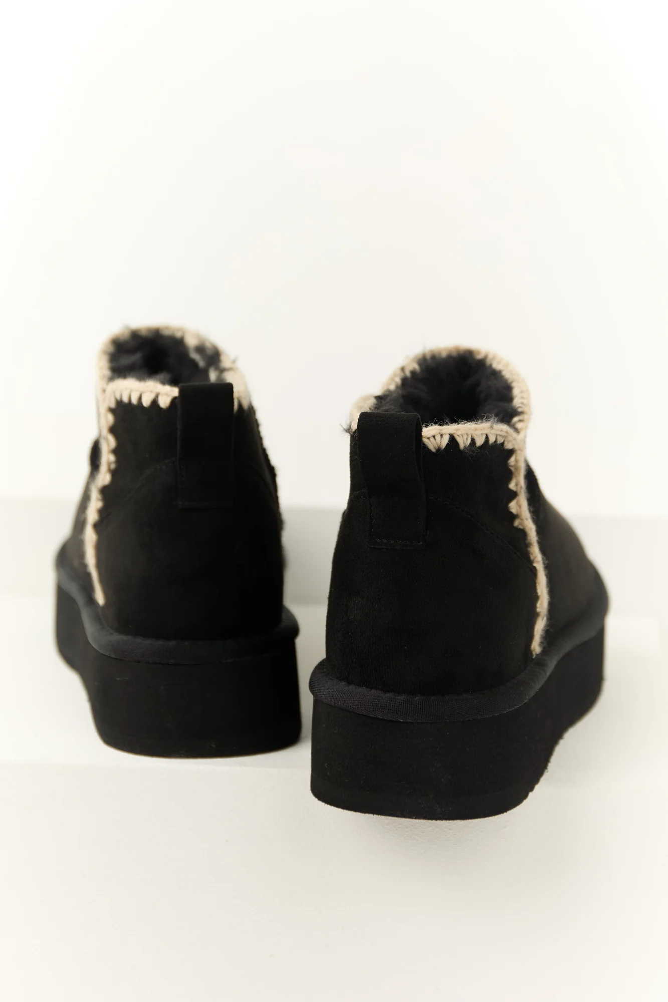 Womens Black Suede Ankle Platform Boots