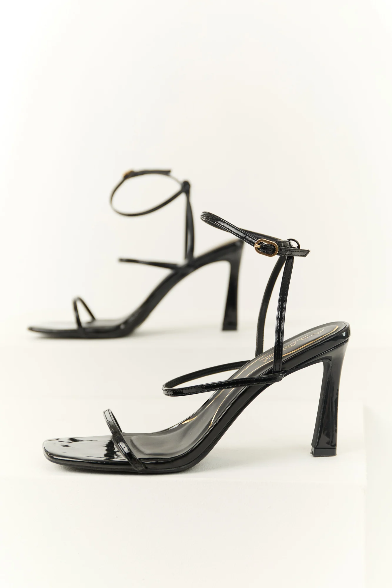 Womens Black Stiletto Heel Pumps, Patent Faux Leather