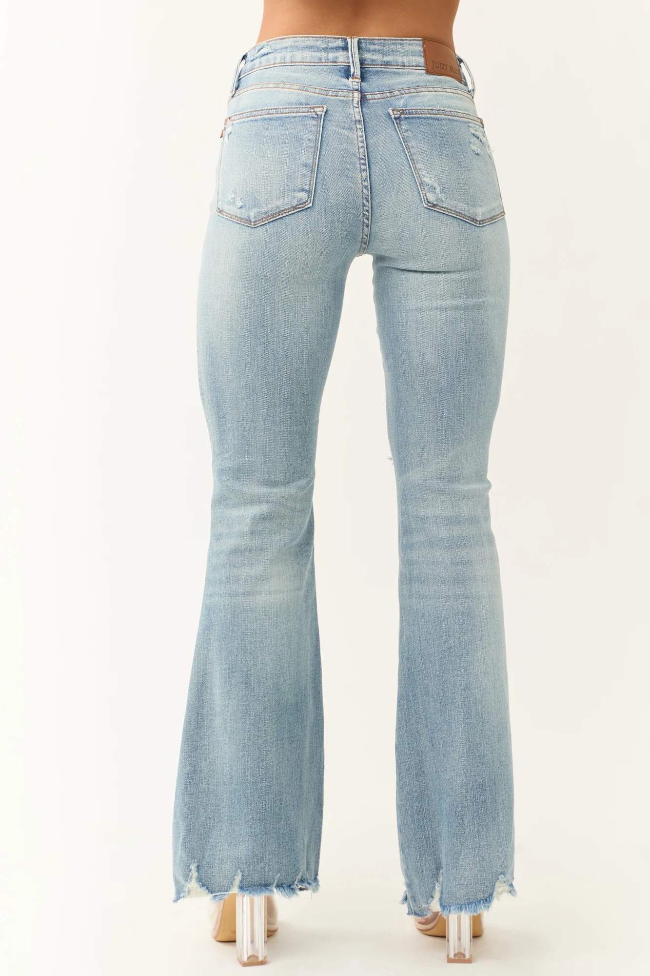 Medium Wash High Rise Flare Jeans with Tummy Control