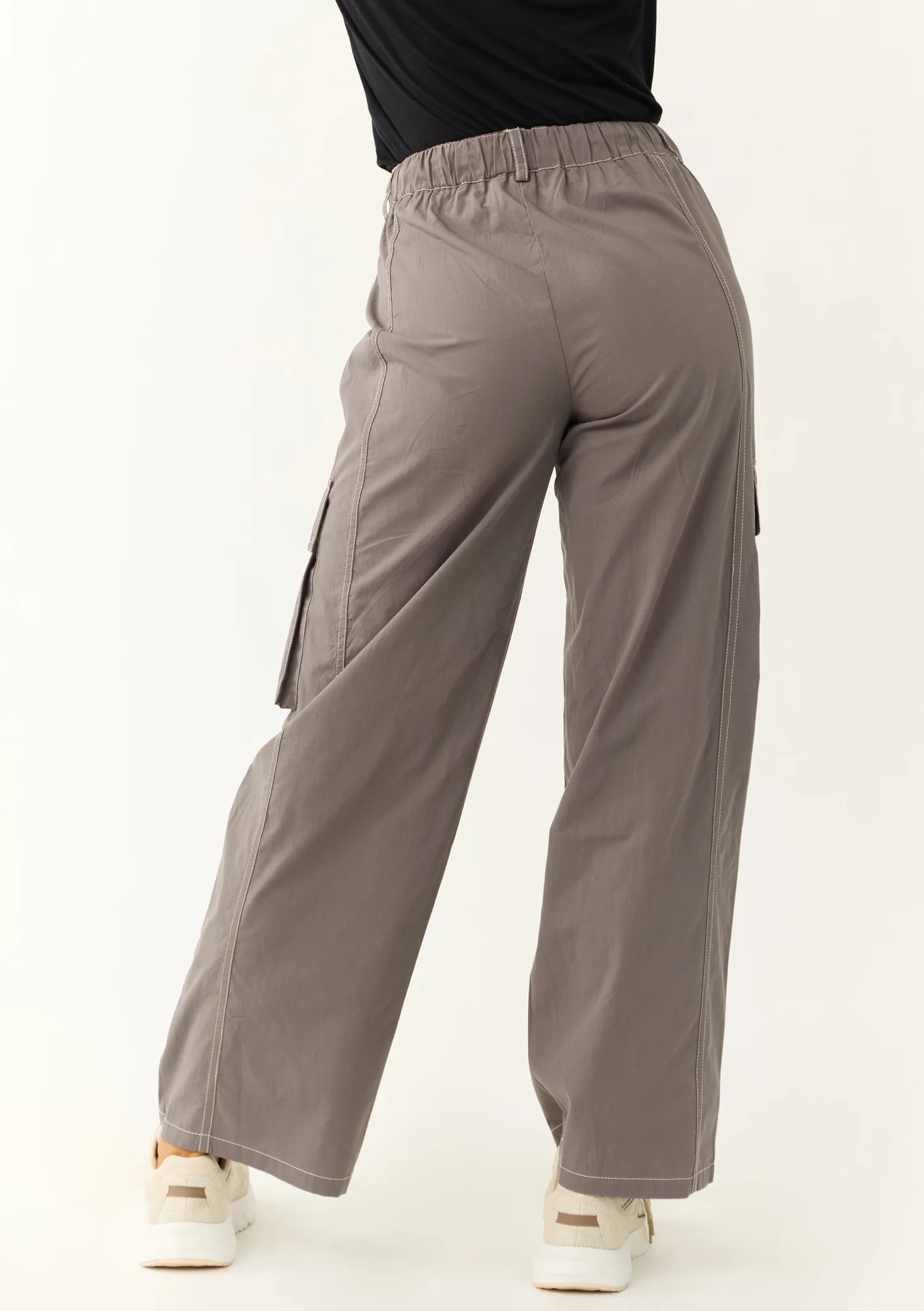 Cargo Wide Leg Pants with Adjustable Waistband