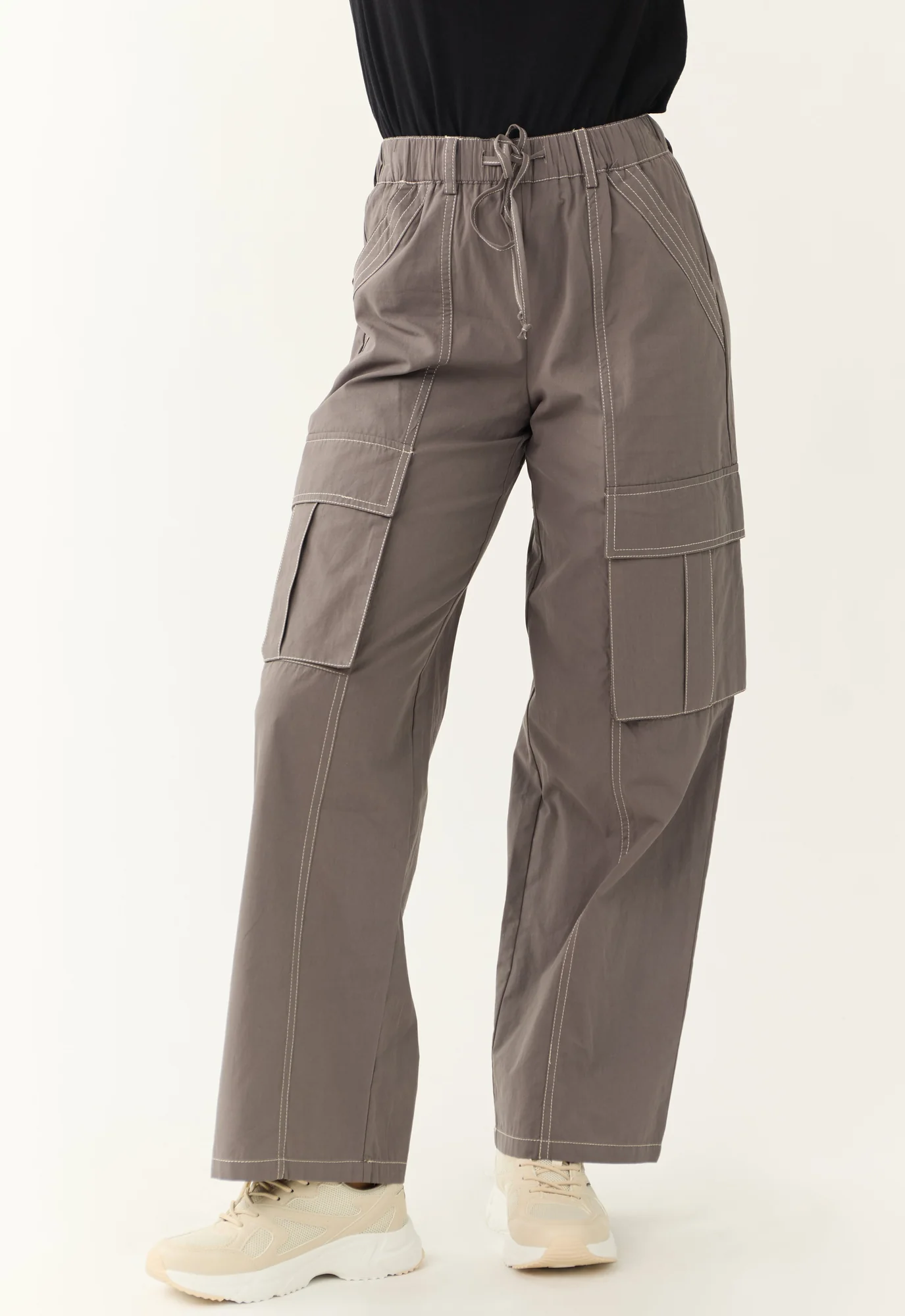Cargo Wide Leg Pants with Adjustable Waistband