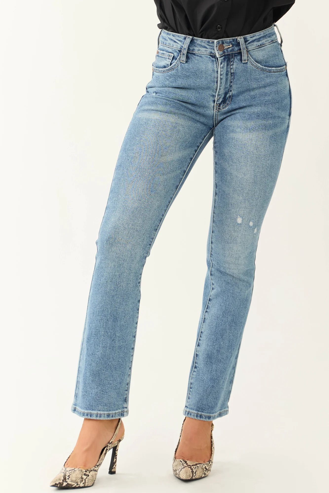 Medium Wash Skinny Bootcut Jeans for Women