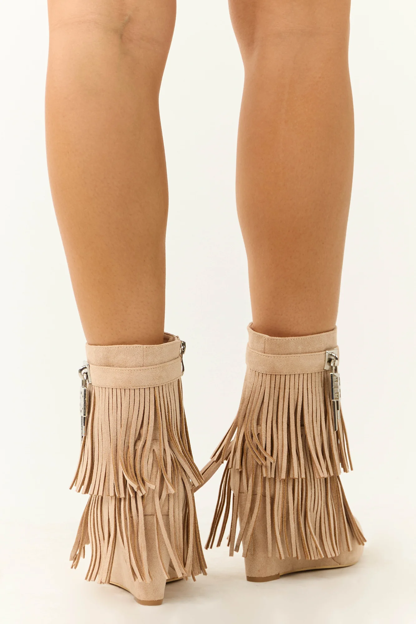 Taupe Fringe Wedge Ankle Boots - Stylish & Comfortable