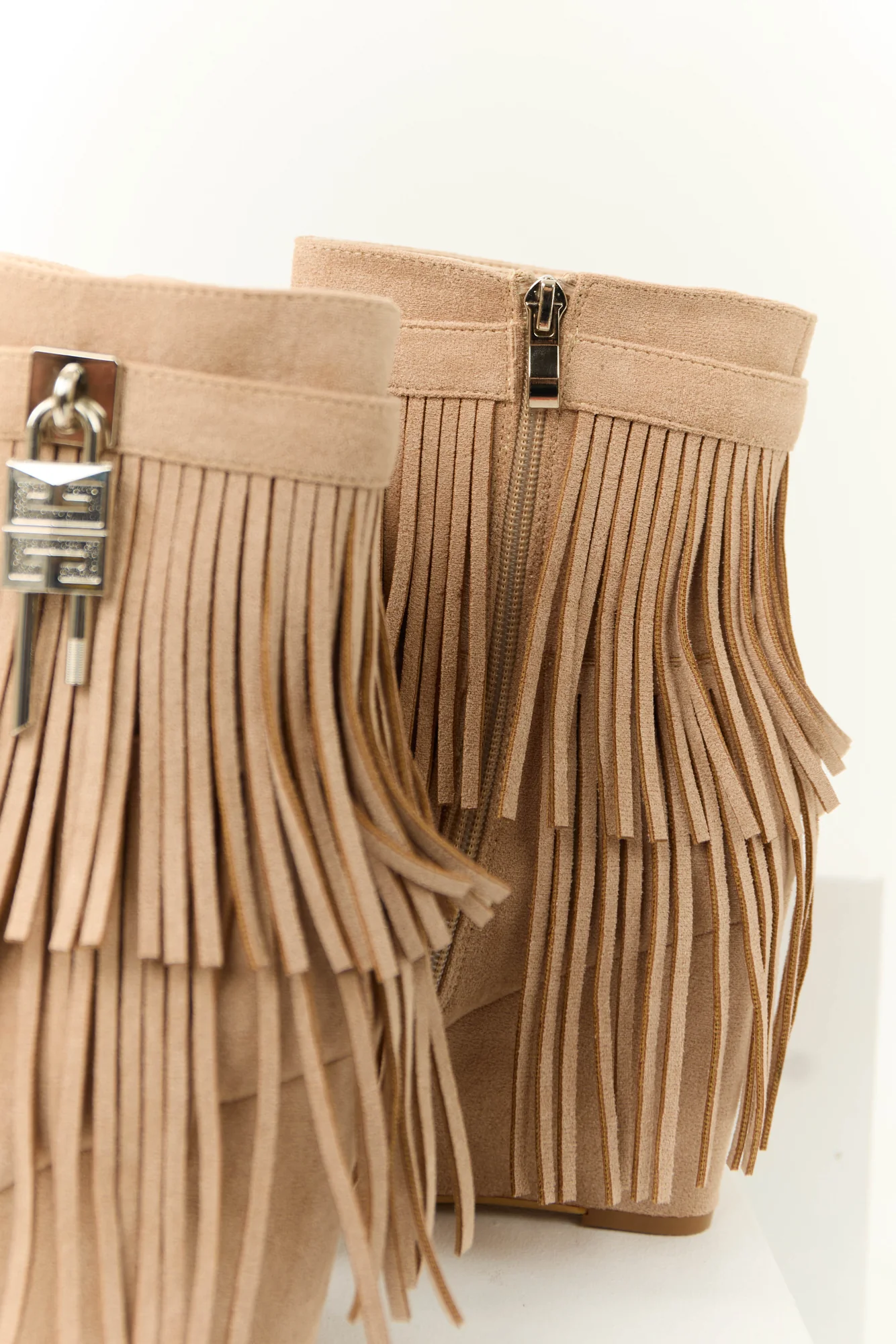 Taupe Fringe Wedge Ankle Boots - Stylish & Comfortable