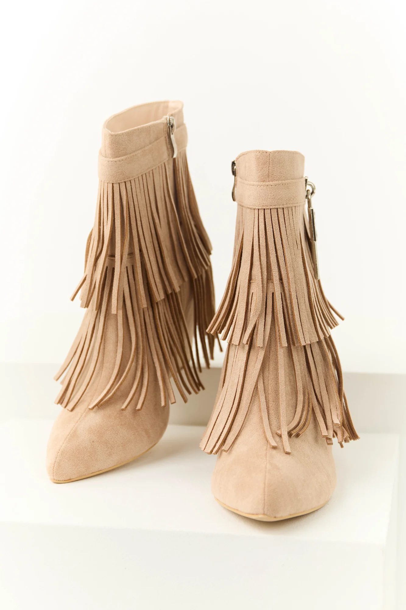 Taupe Fringe Wedge Ankle Boots - Stylish & Comfortable