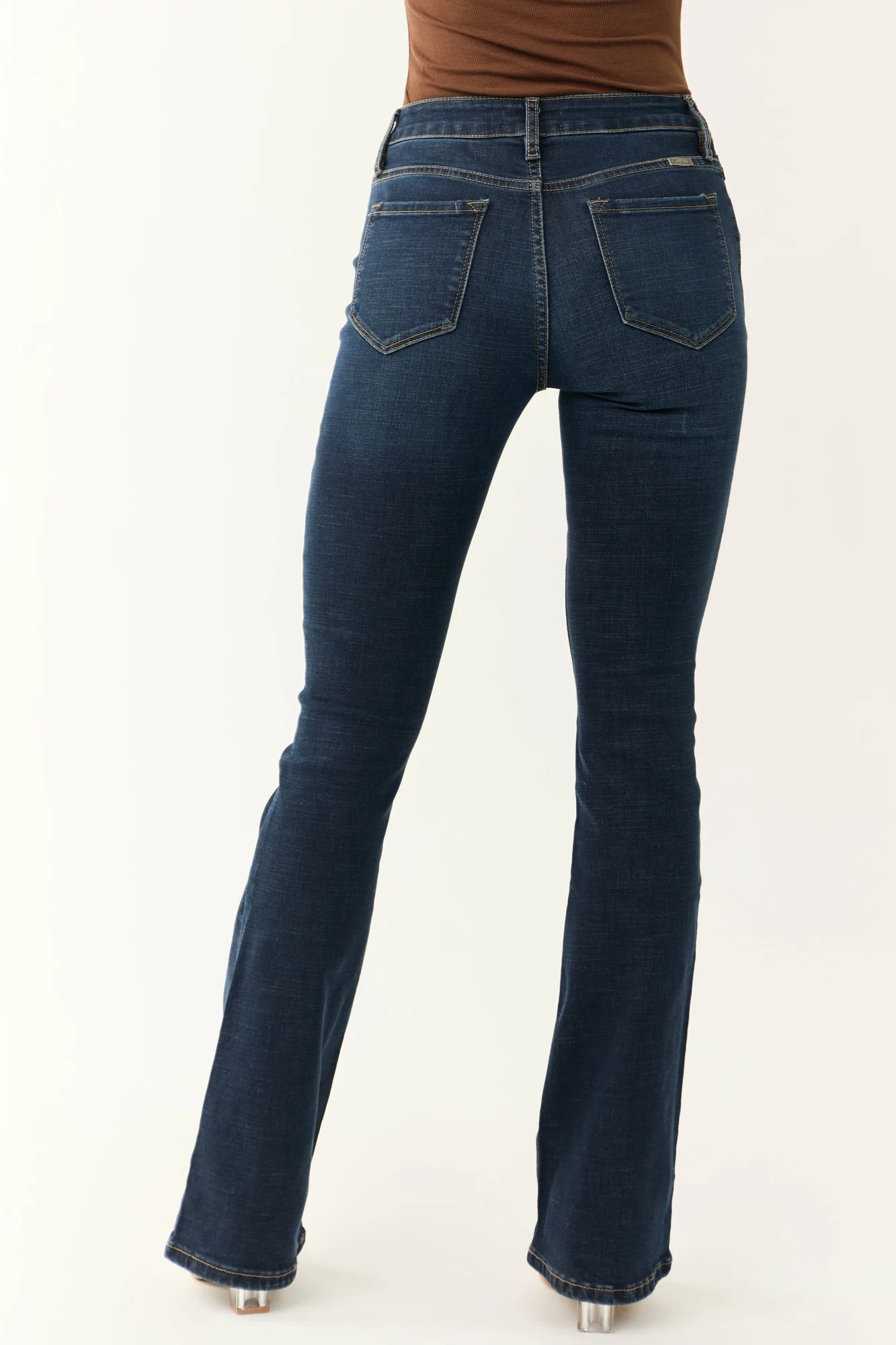 Dark Wash High Rise Flare Leg Denim Jeans