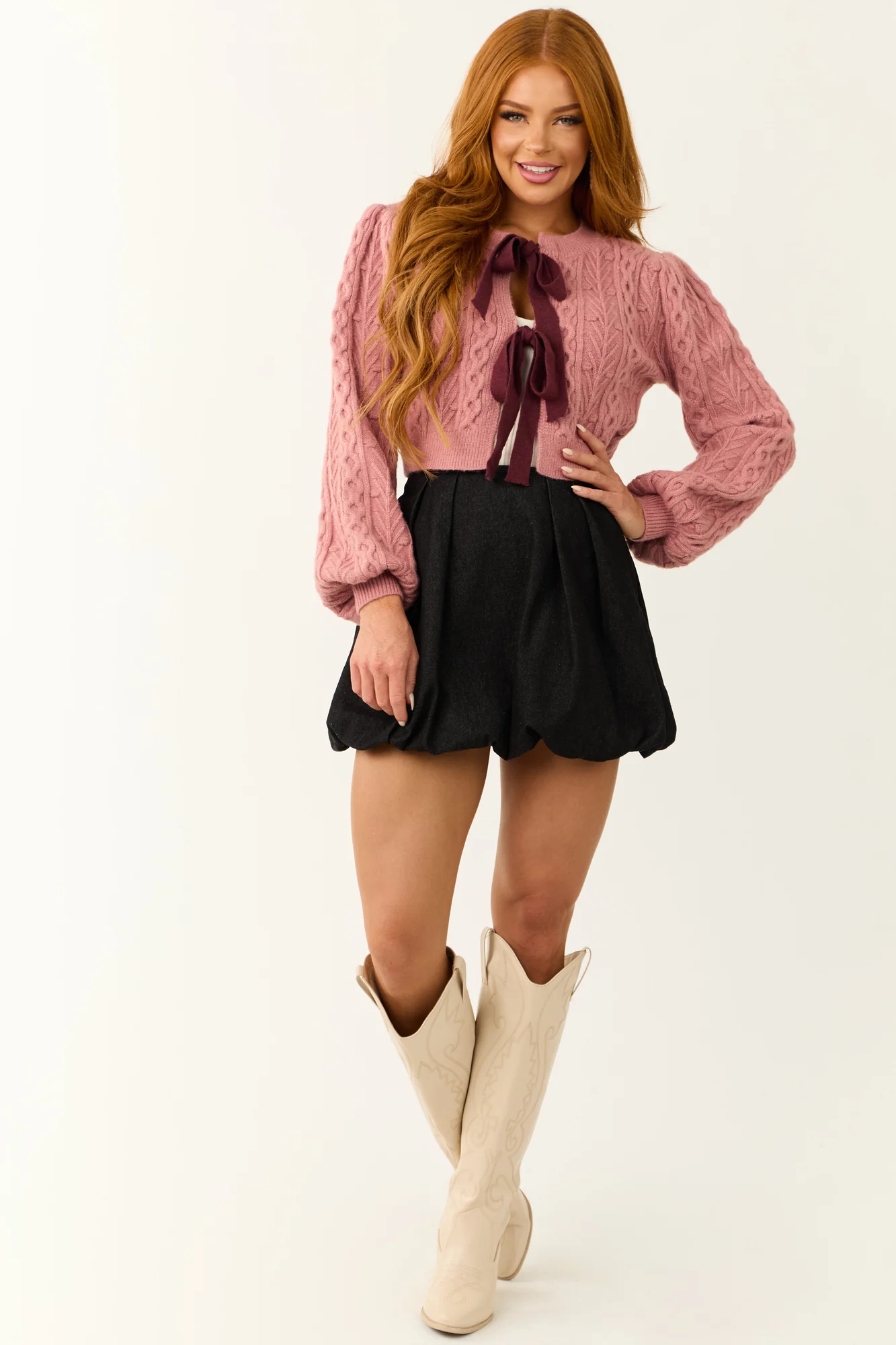 Bubble Hem Black Denim Mini Skirt