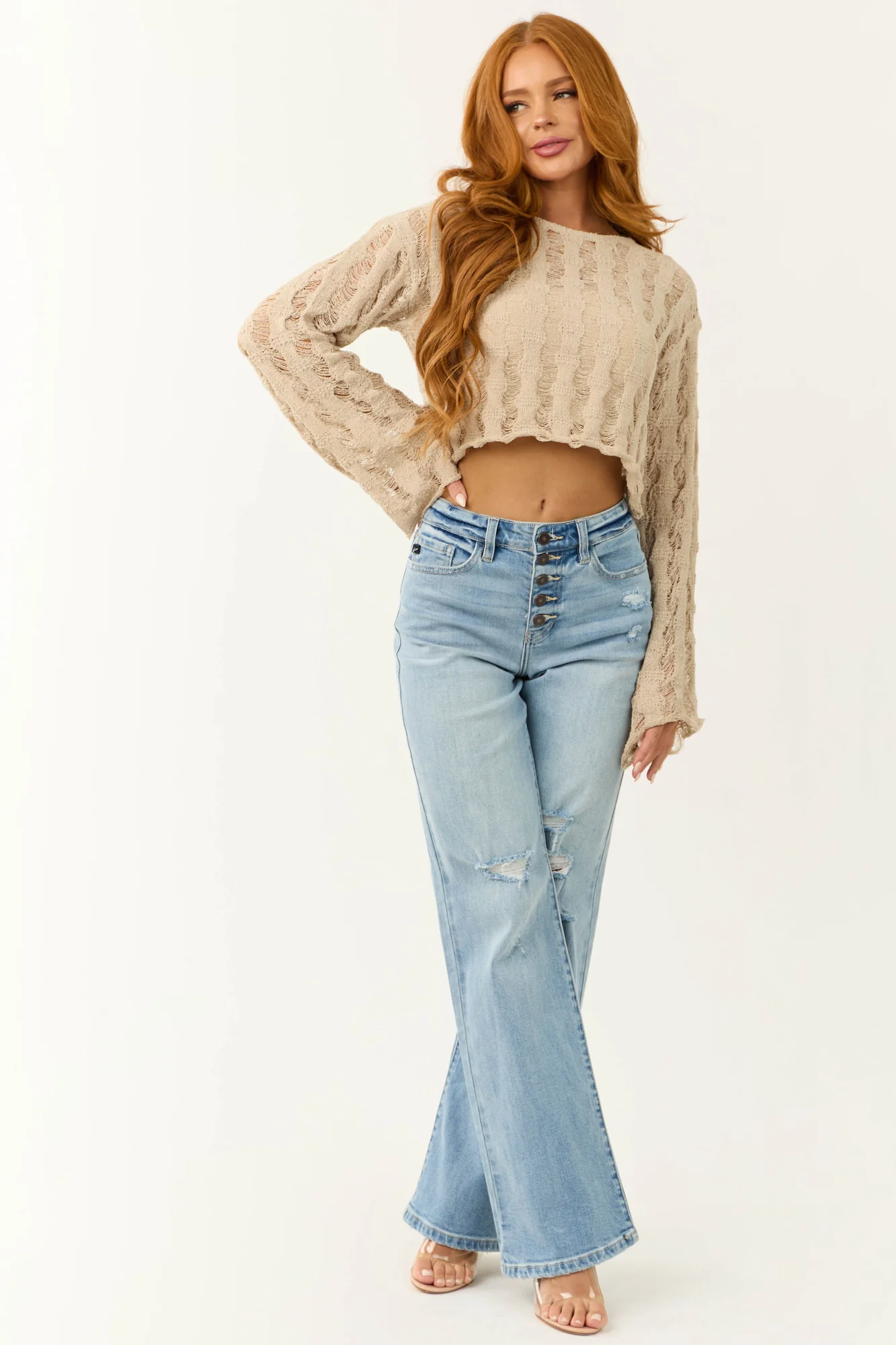 Flare Blue Denim High Rise Jeans