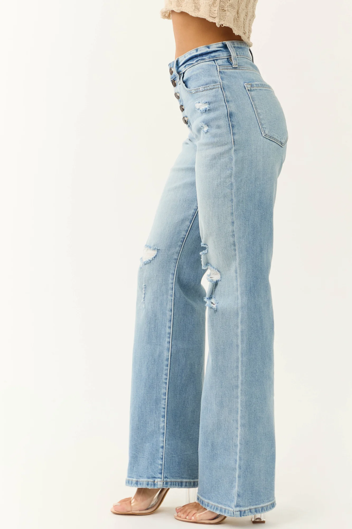Flare Blue Denim High Rise Jeans