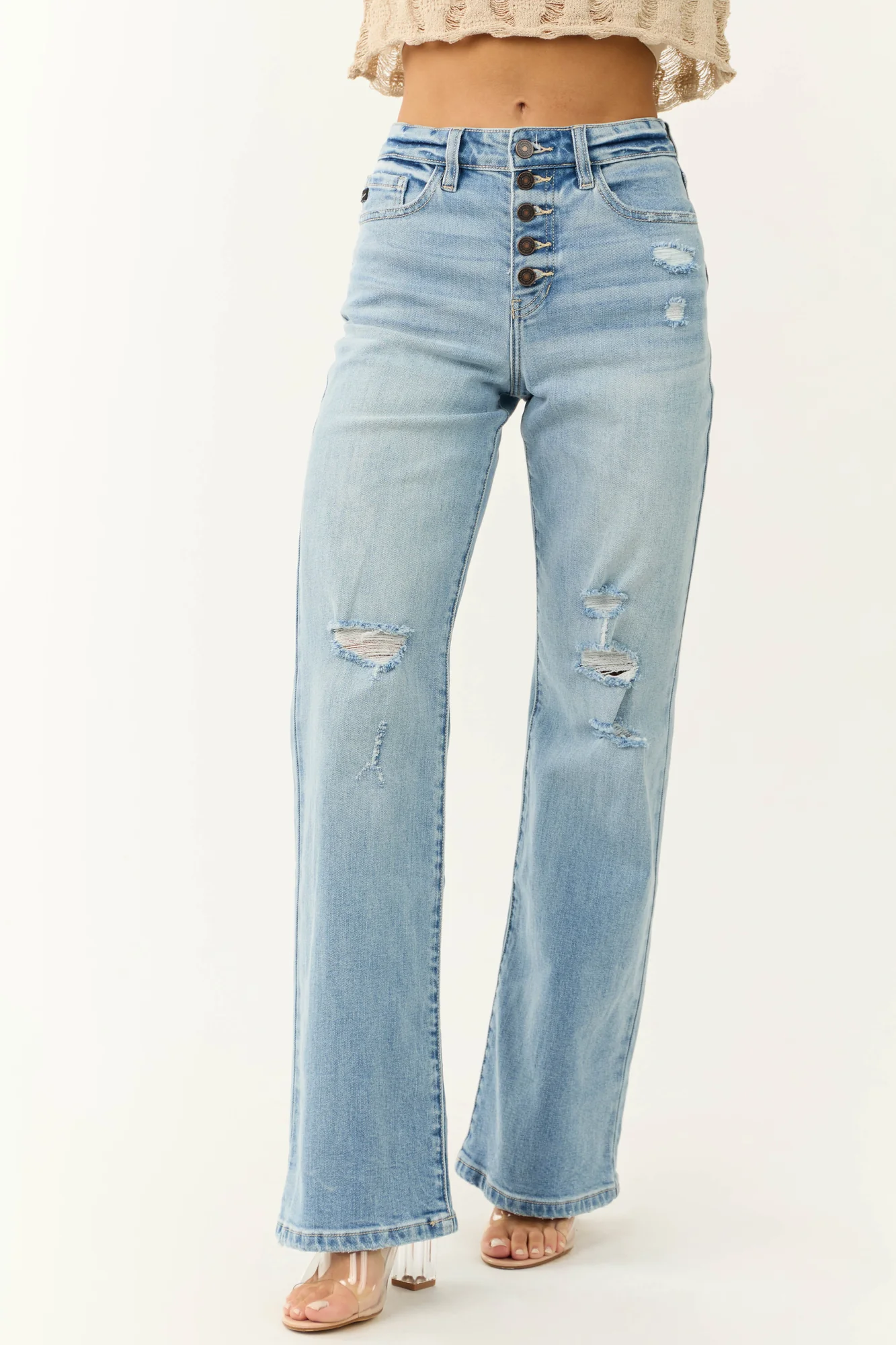 Flare Blue Denim High Rise Jeans