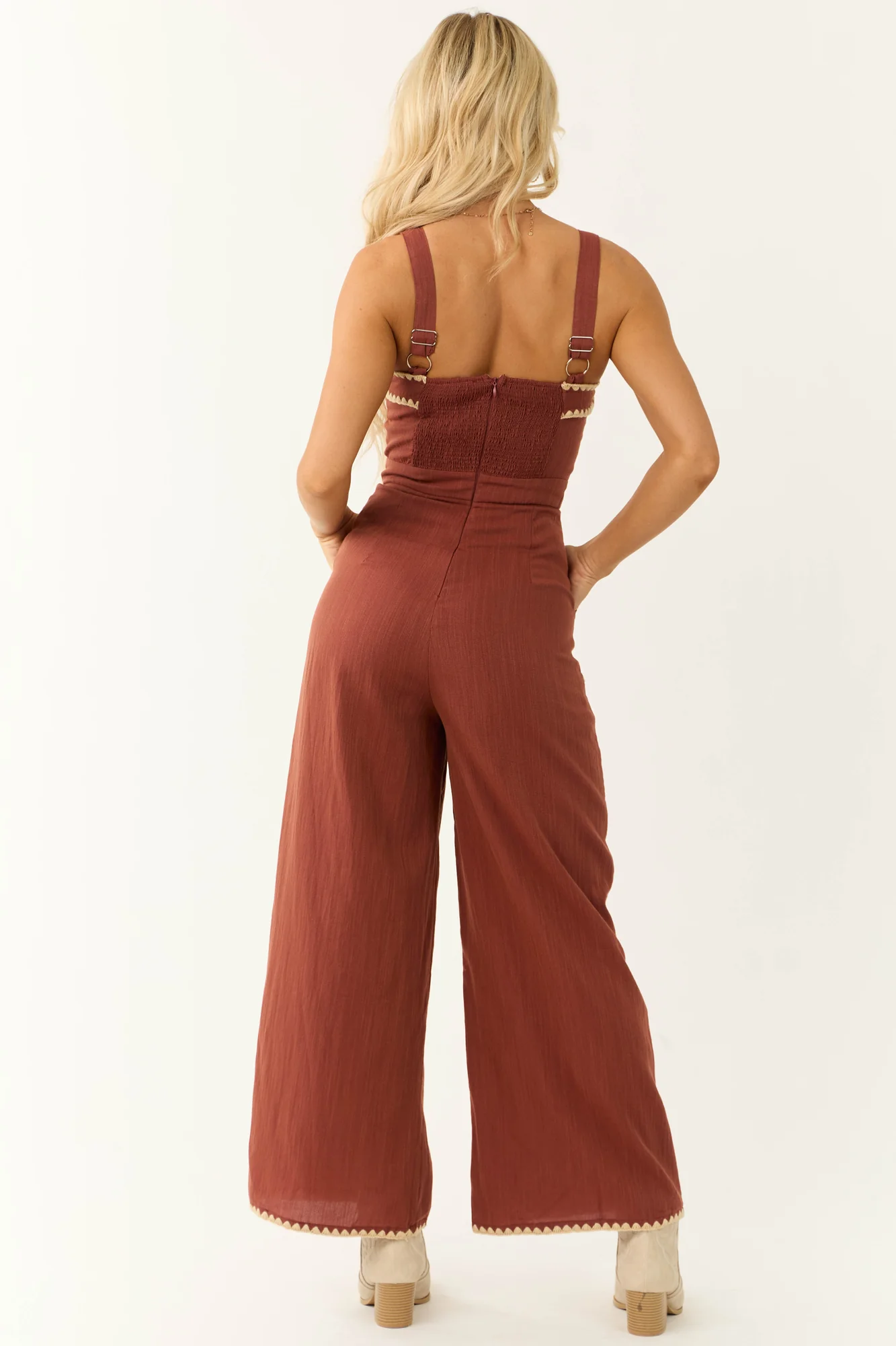 Brown Sleeveless Wide Leg Jumpsuit
