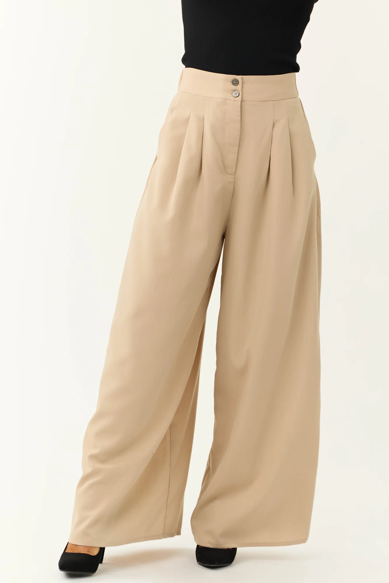 High Waist Brown Wide Leg Trousers