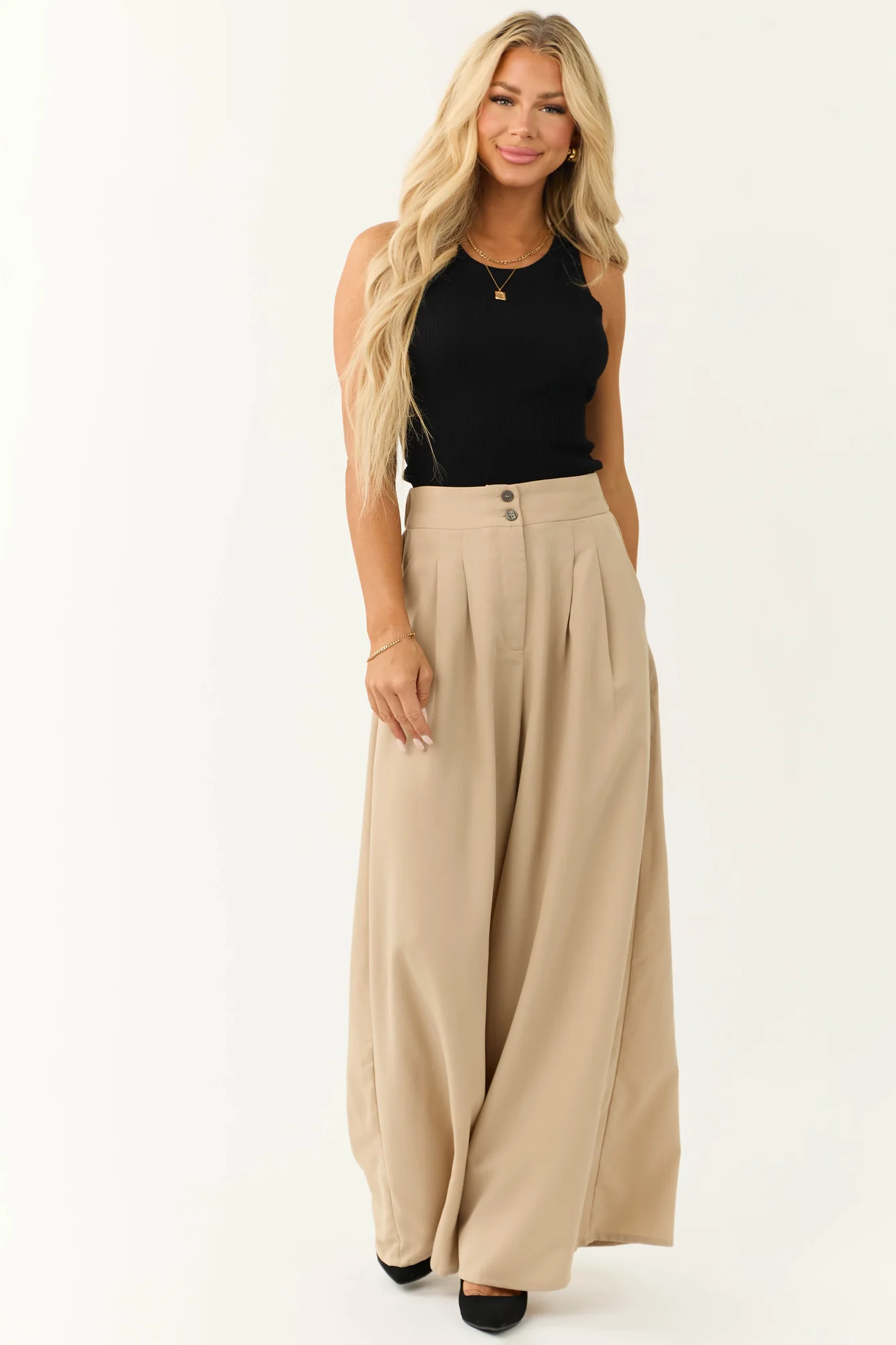High Waist Brown Wide Leg Trousers