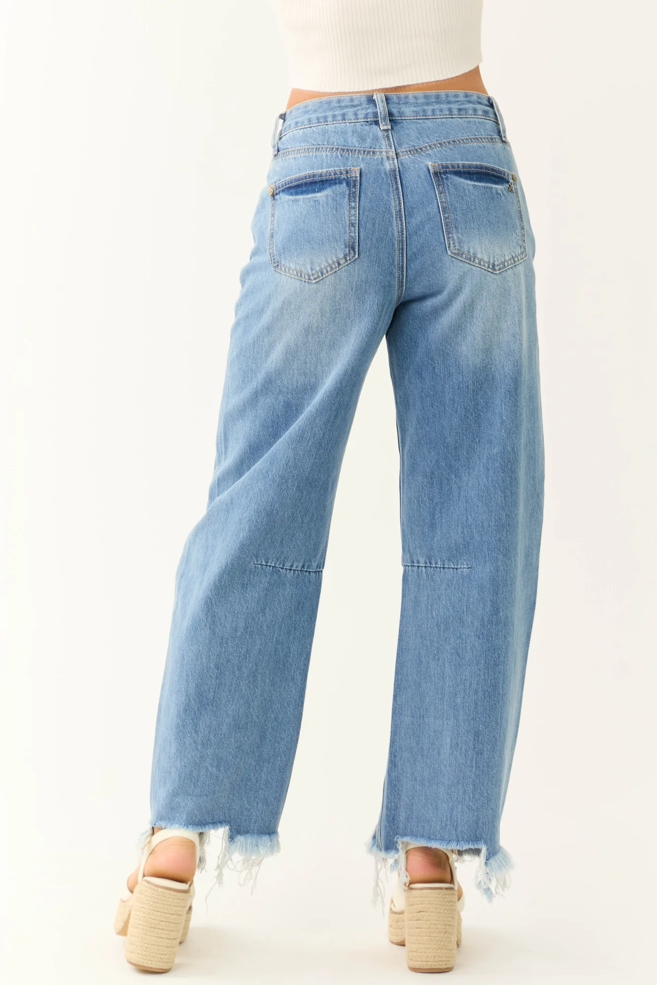 Medium Wash High Rise Wide Leg Denim Jeans