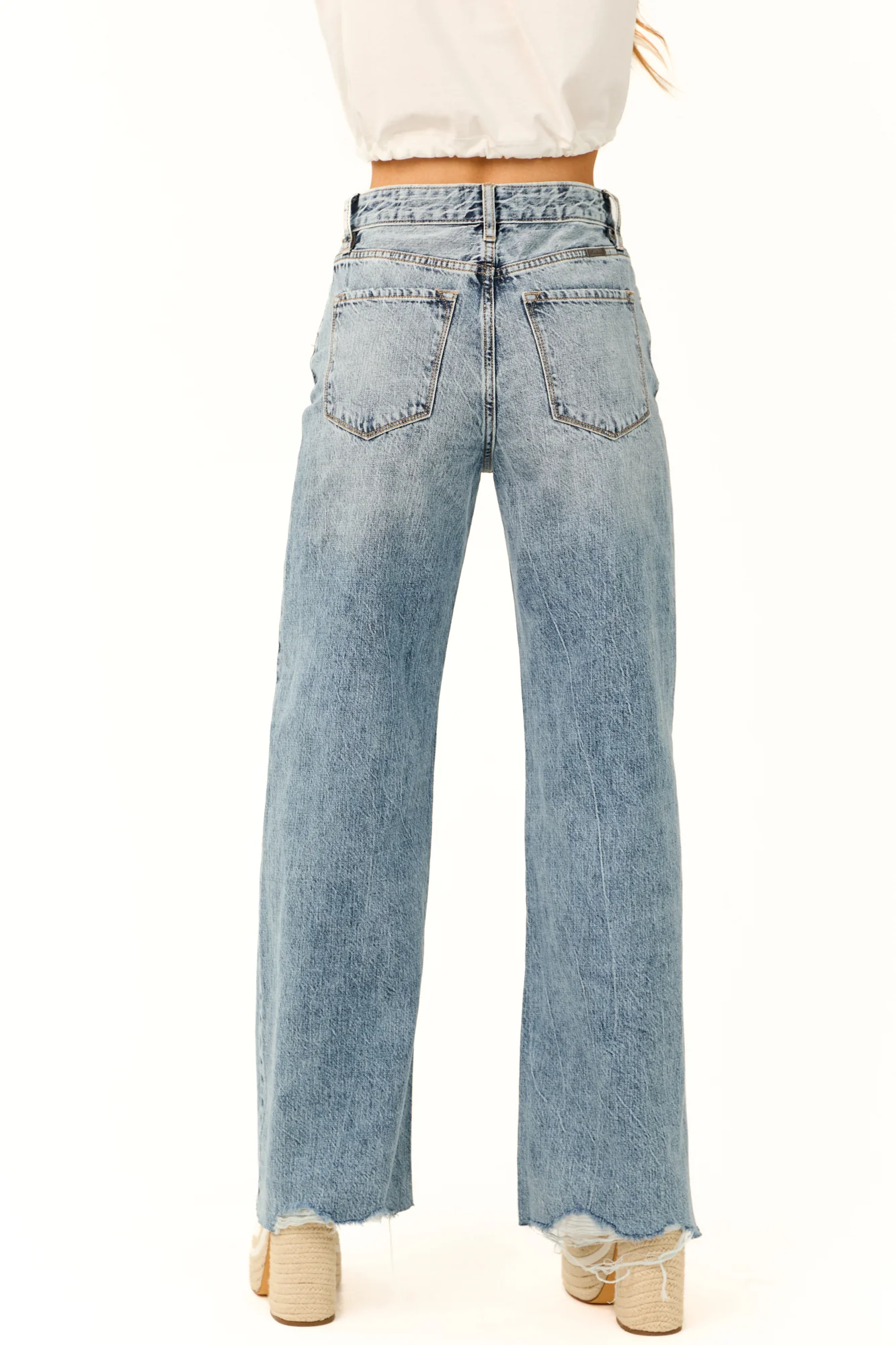 High Rise Wide Leg Blue Denim Jeans