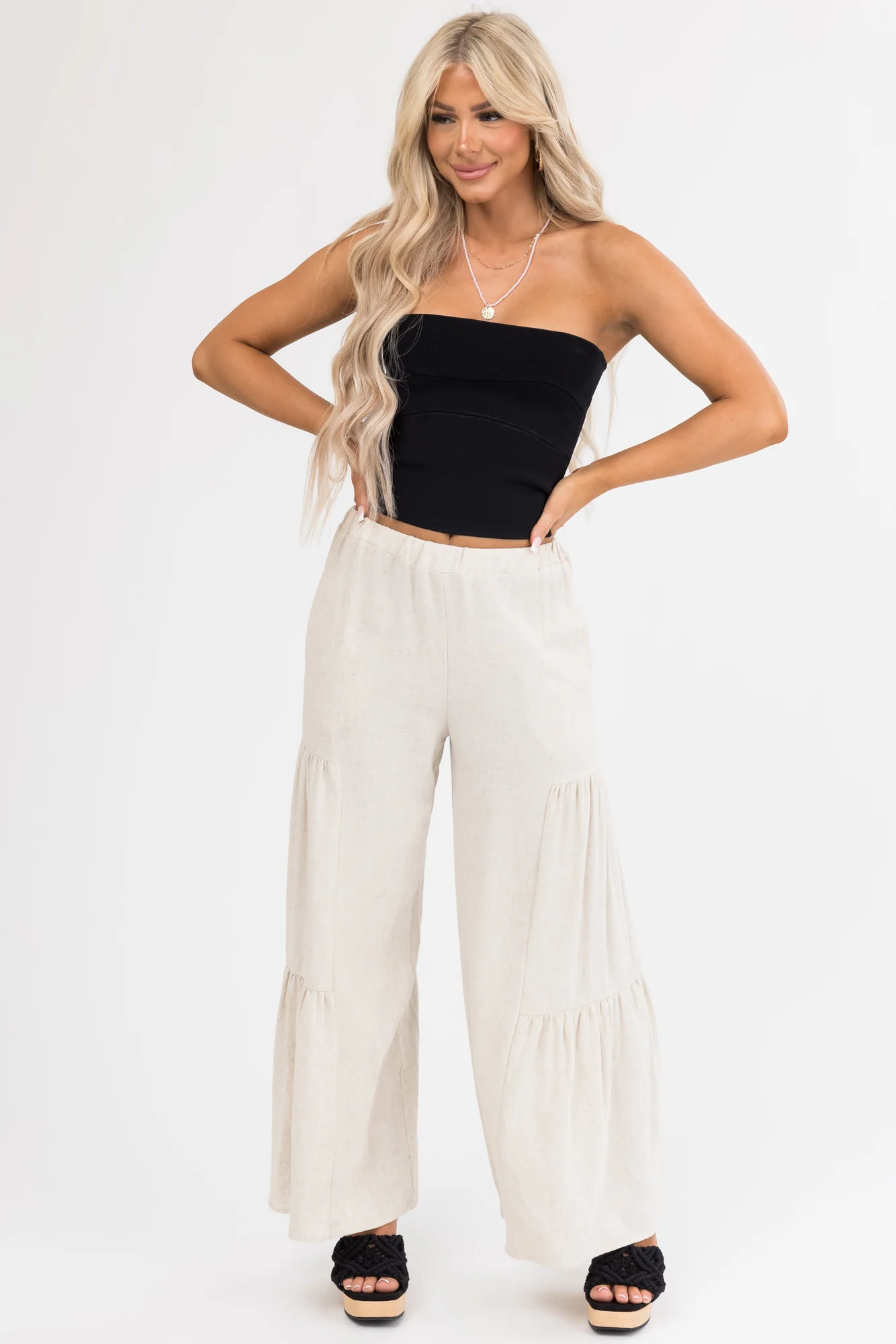 Black Stretchy Knit Strapless Tank Top