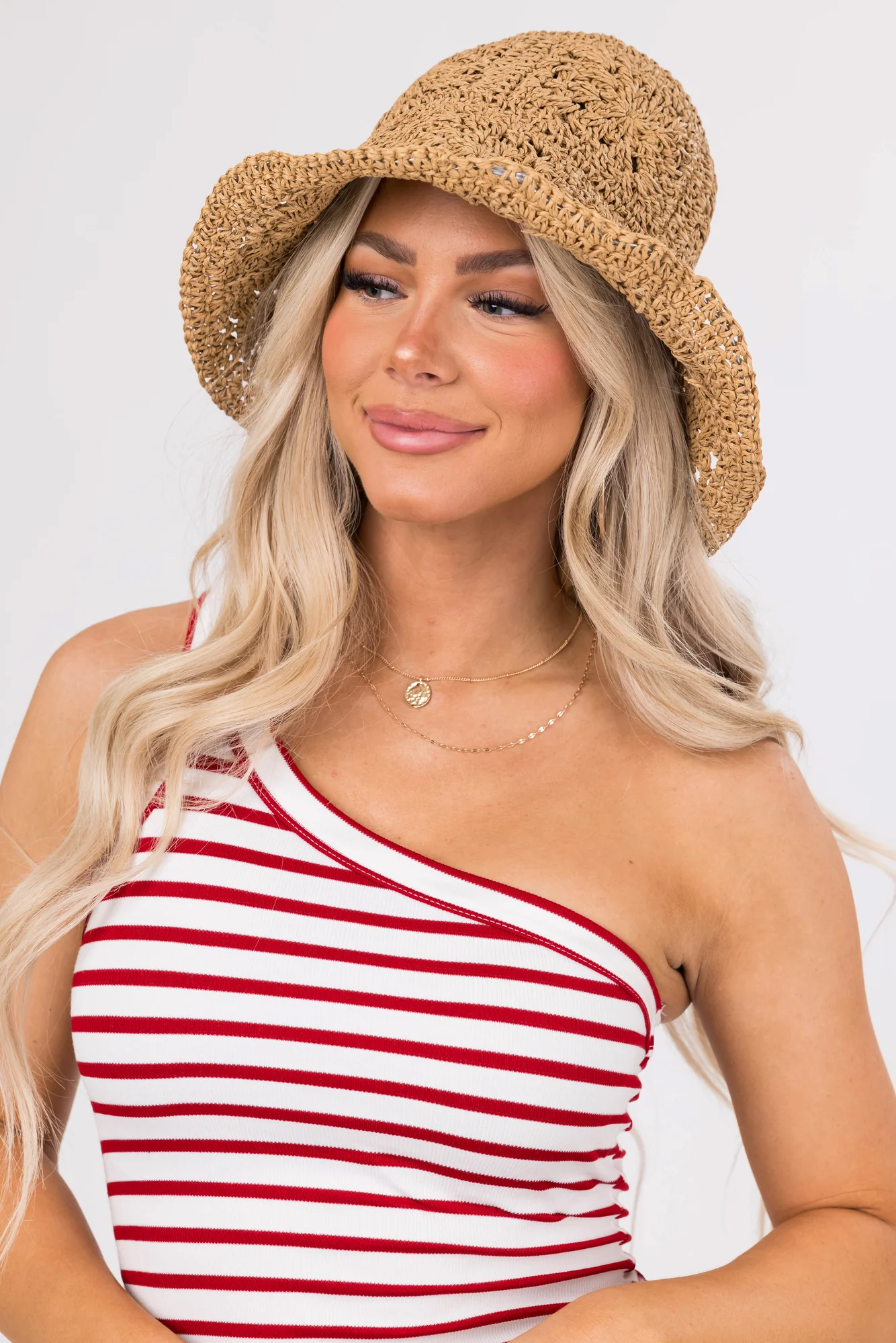 Brown Patterned Bucket Hat for Sun Protection