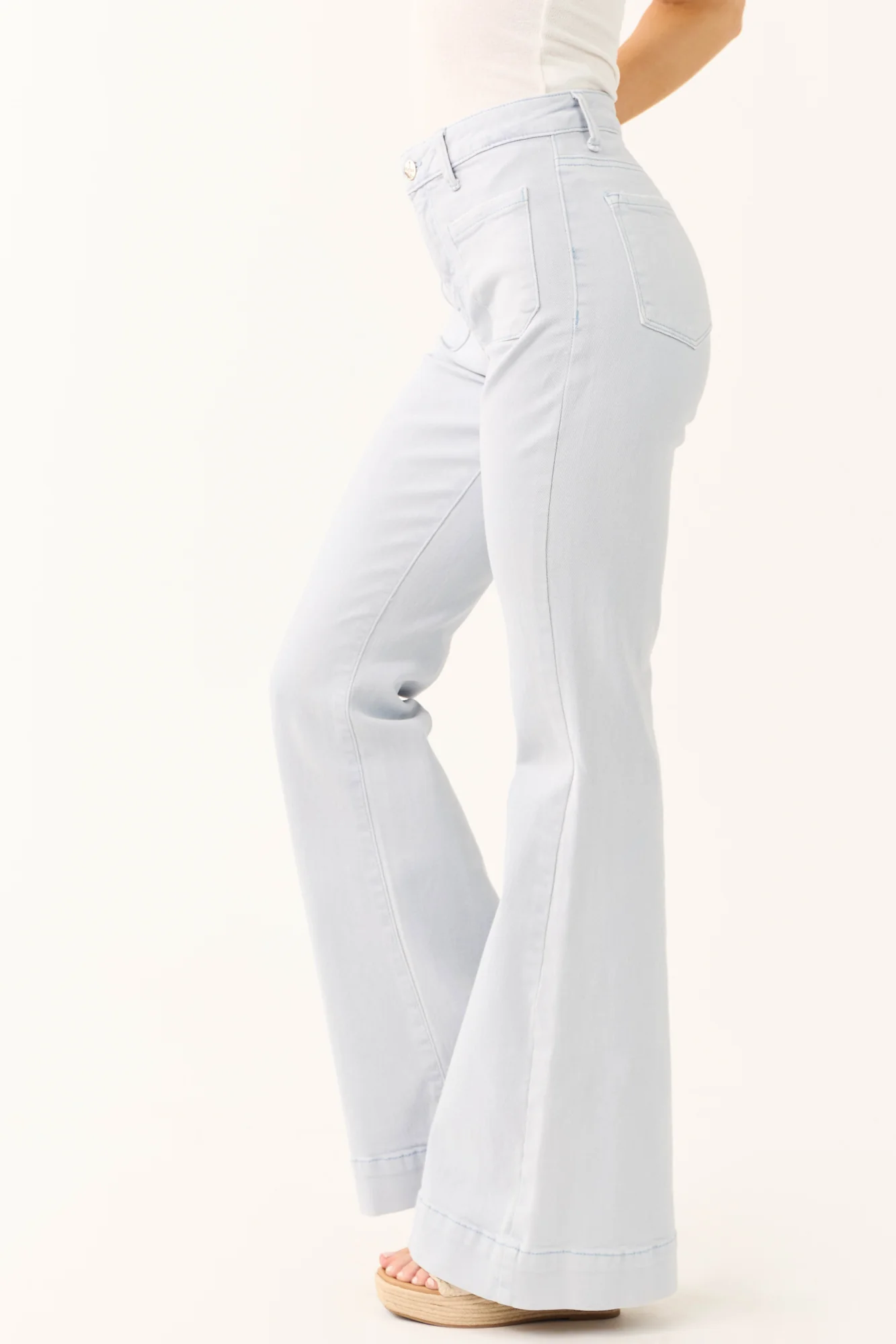 Sky Blue High Rise Bell Bottom Jeans for Women