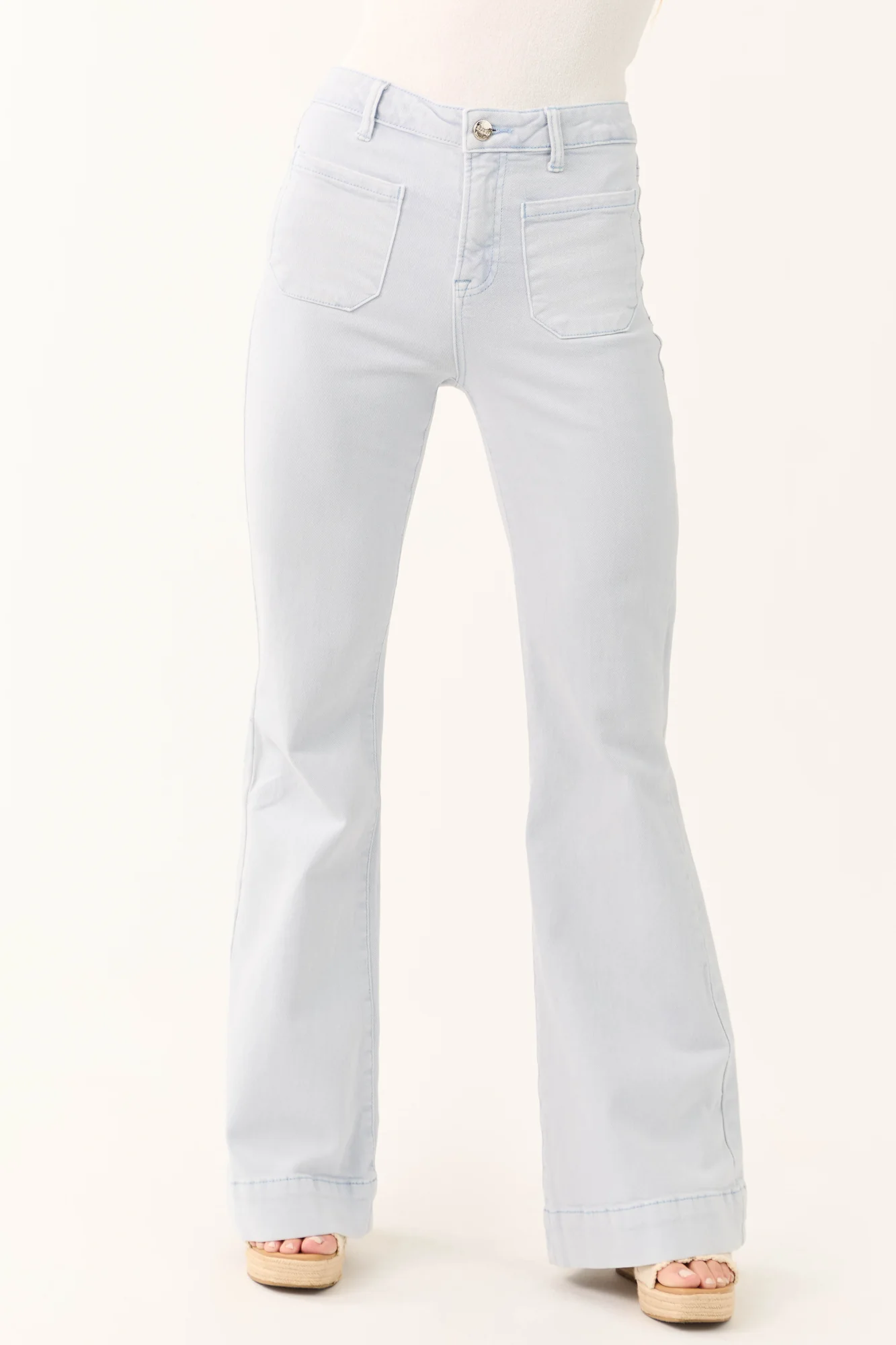 Sky Blue High Rise Bell Bottom Jeans for Women