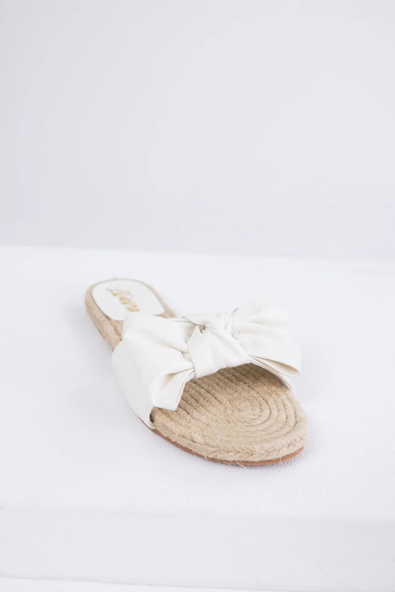 White Bow Flat Sandals - Womens Summer Comfort Slide On Shoes