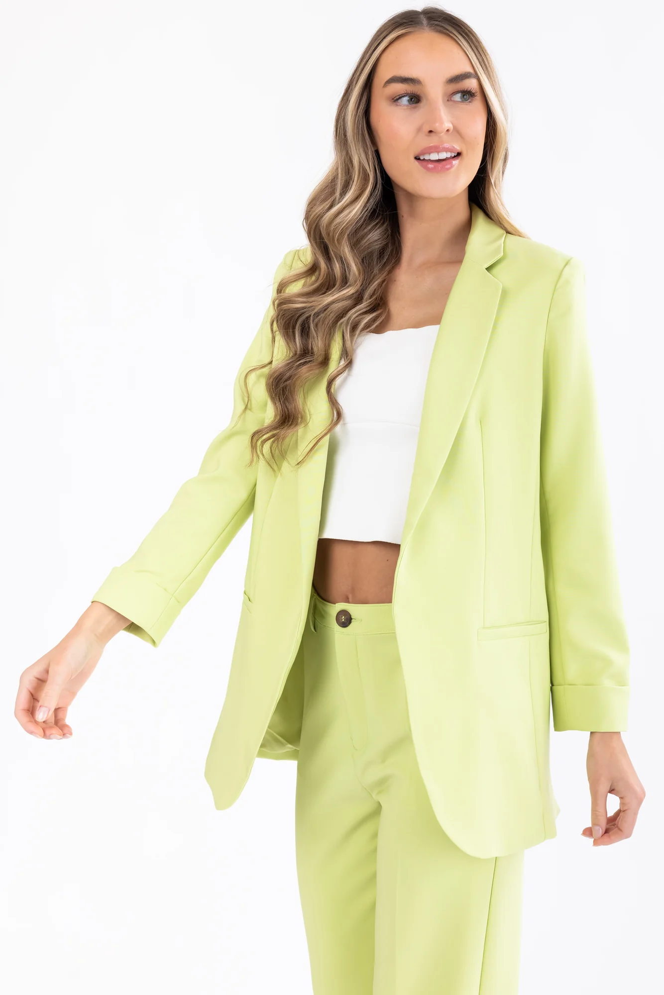 Key Lime Longline Open Blazer