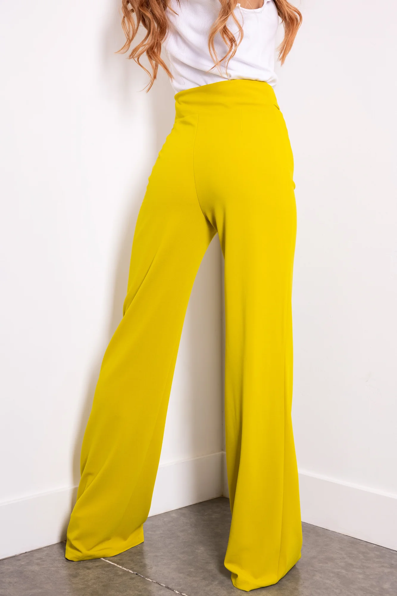 Green High Waist Pleated Pants with Belt Detail
