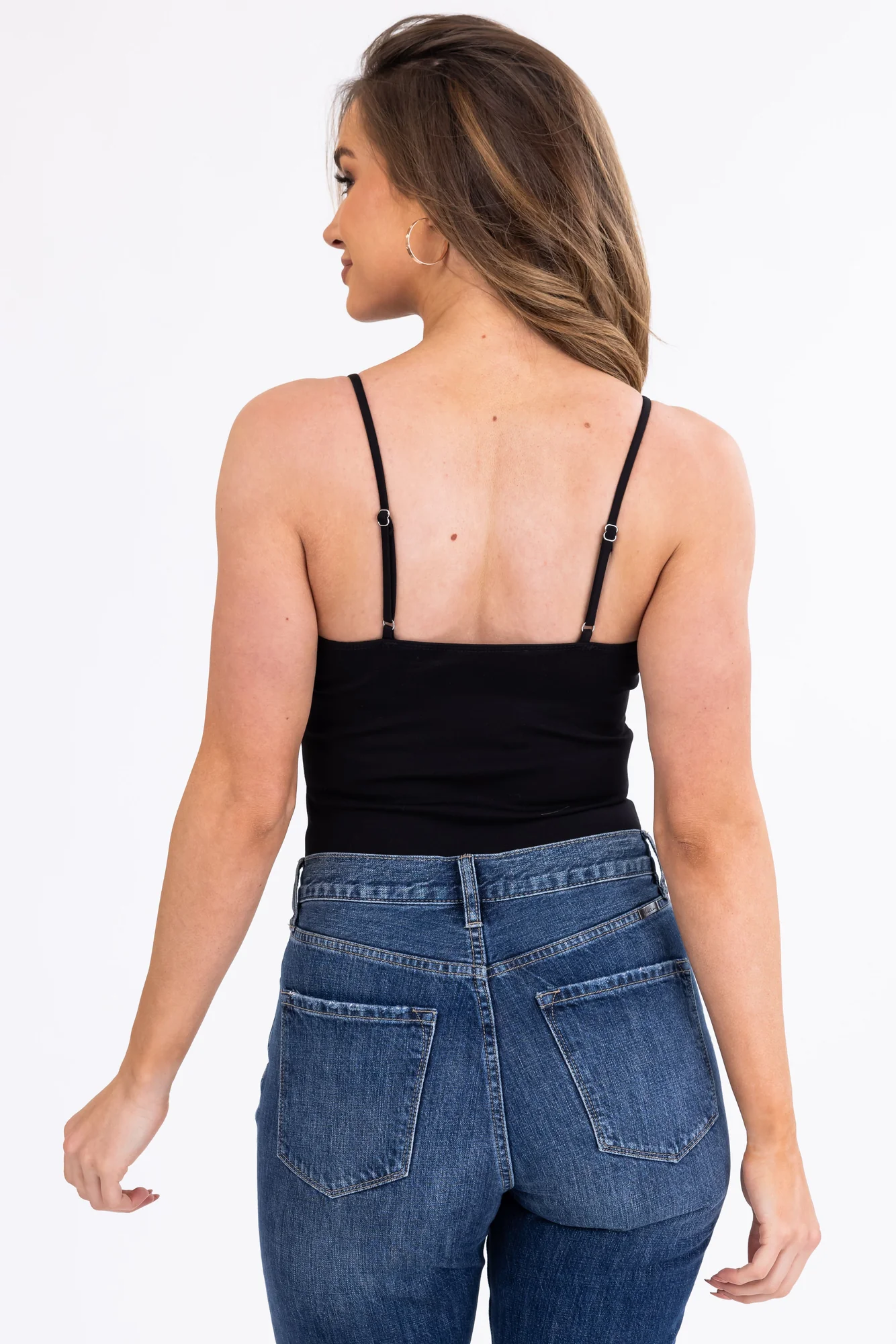 Black Satin Bow Bodysuit with Adjustable Straps