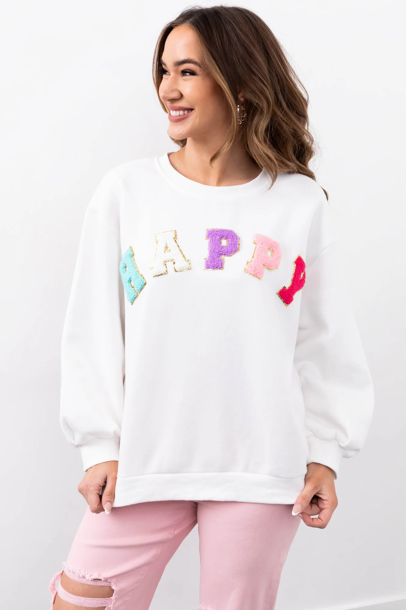 Off White Sherpa Patch Sweatshirt for Women