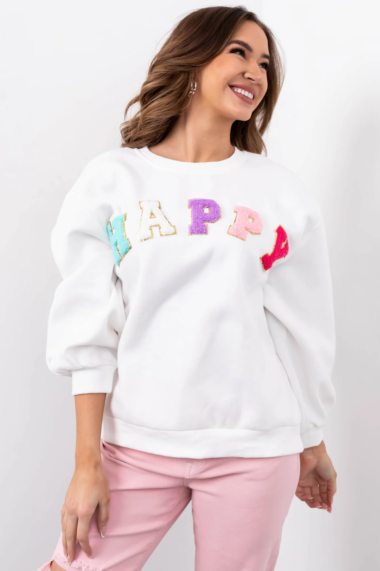 Off White Sherpa Patch Sweatshirt for Women