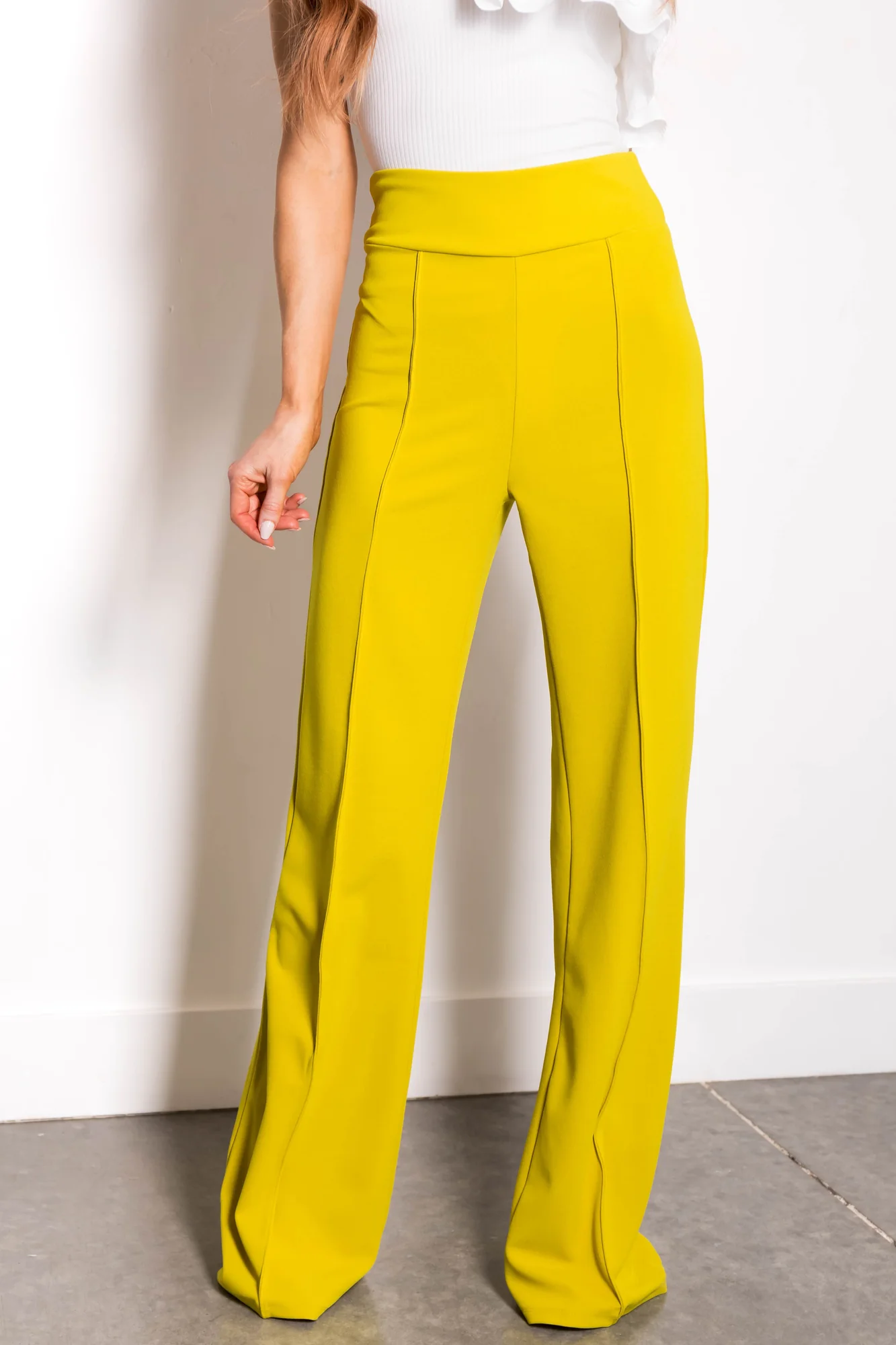 Yellow High-Waisted Wide Leg Pants