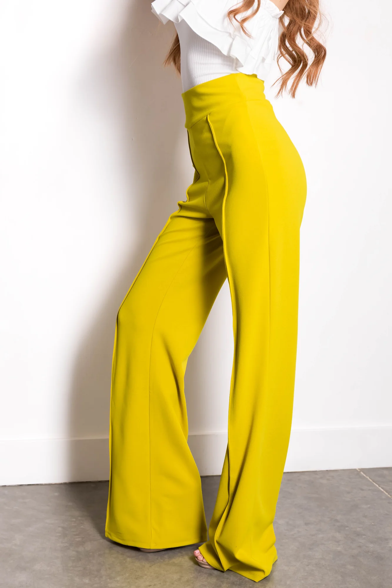 Yellow High-Waisted Wide Leg Pants
