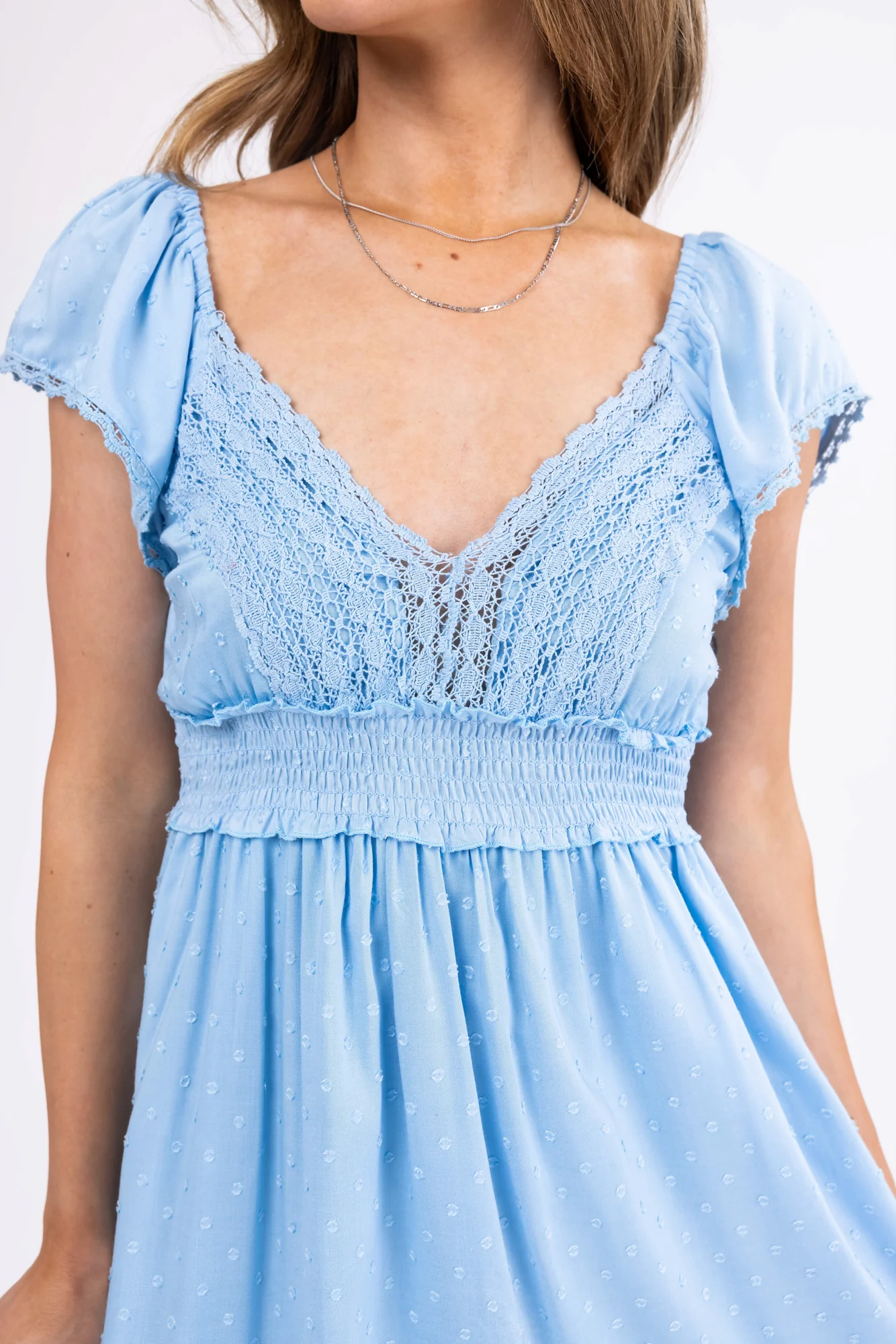 Blue Swiss Dot Lace Baby Mini Dress