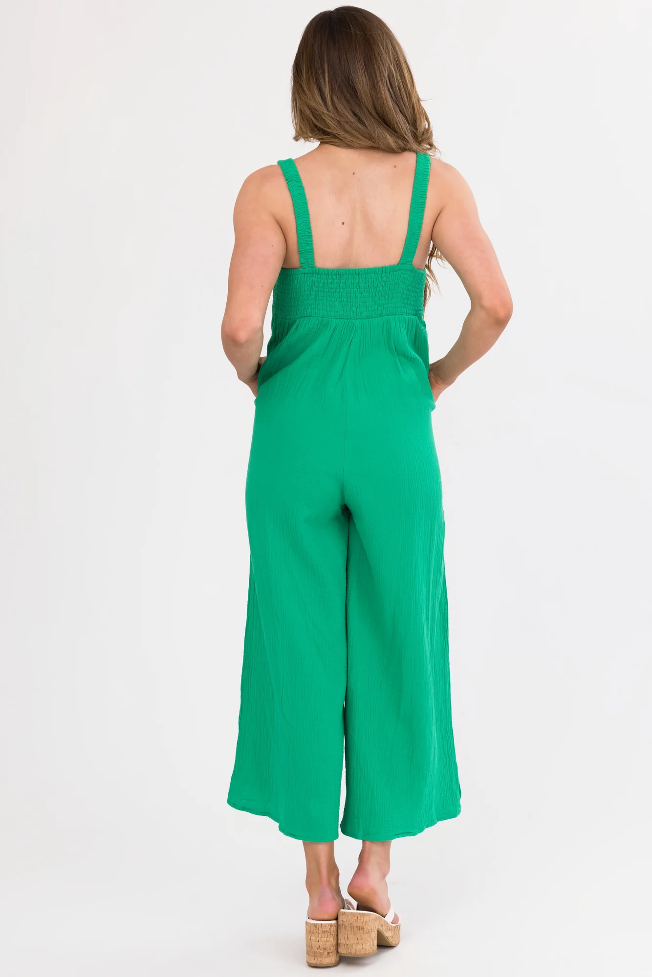 Green Cotton Sleeveless Jumpsuit for Women