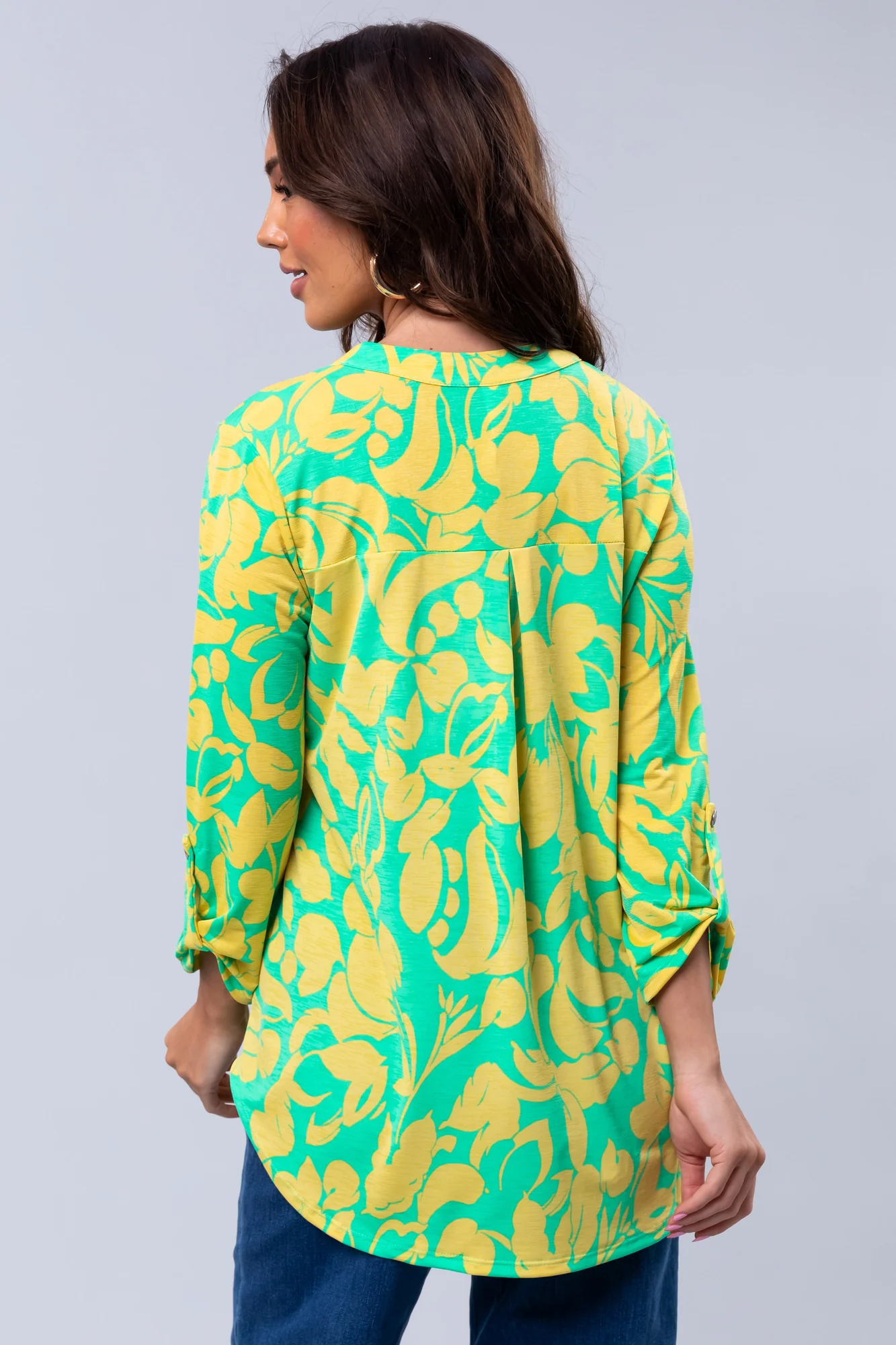 Abstract Kiwi Lemon 3/4 Sleeve Blouse