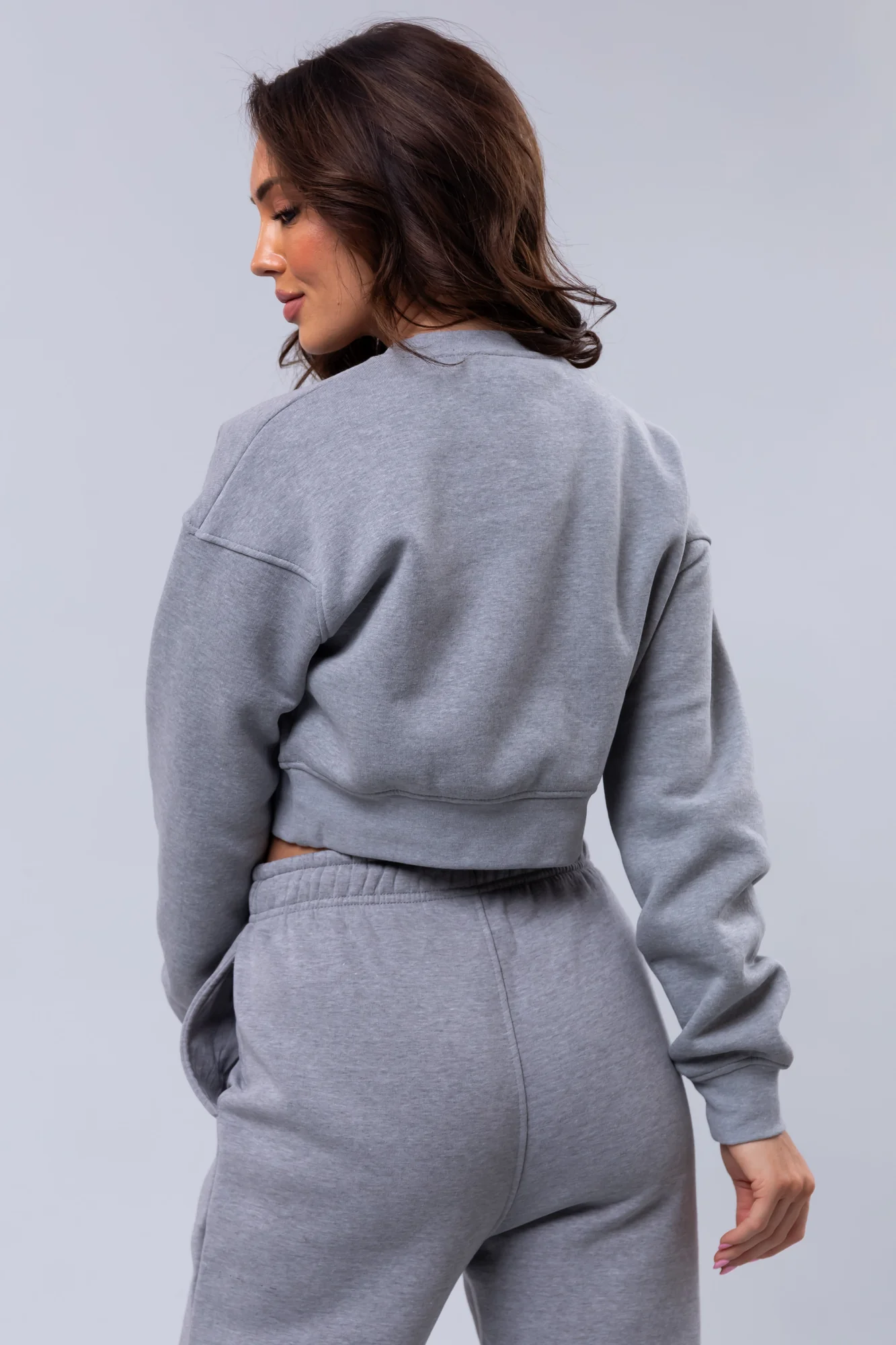 Heather Grey Cropped Fleece Shirt