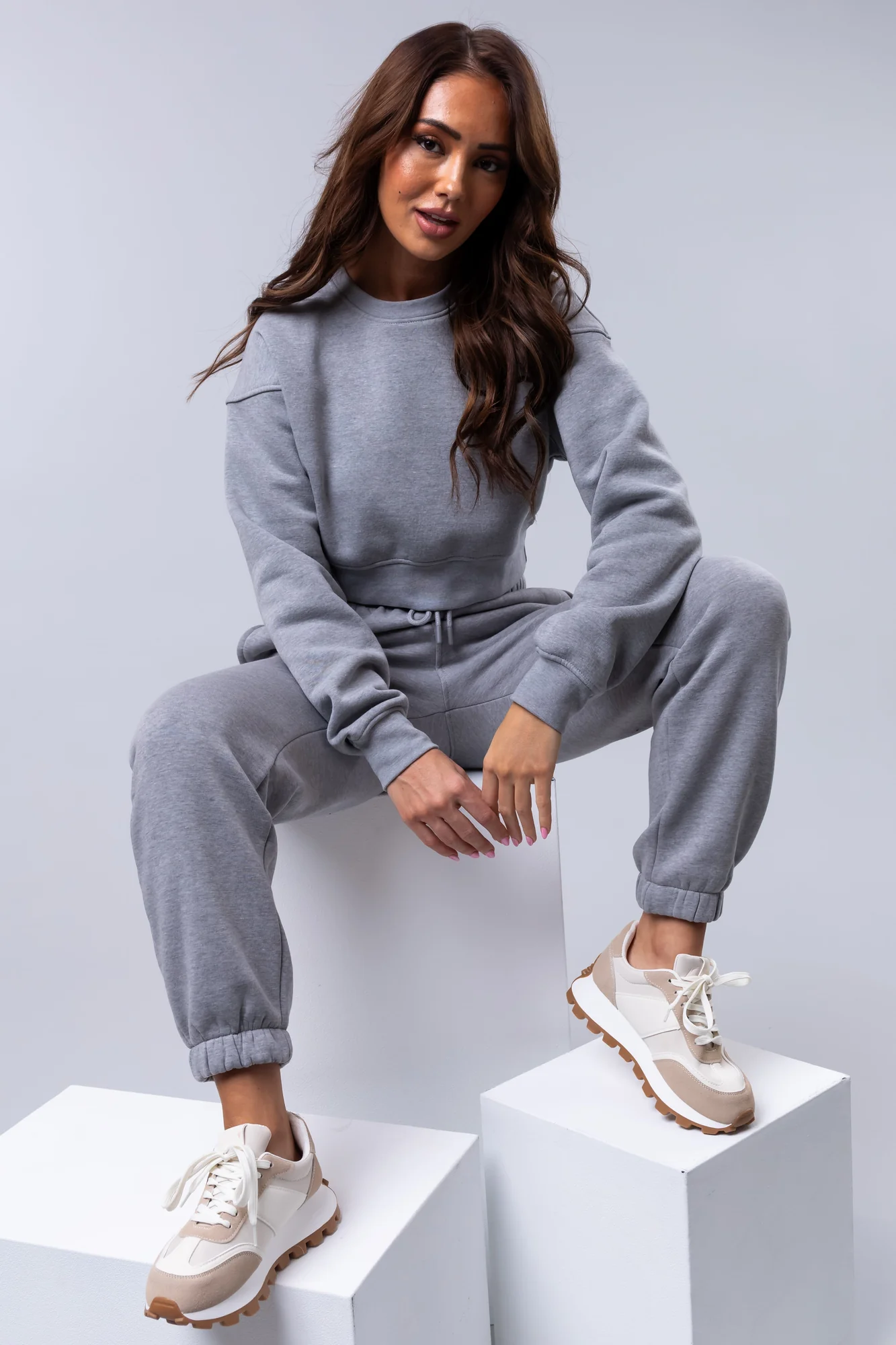 Heather Grey Cropped Fleece Shirt