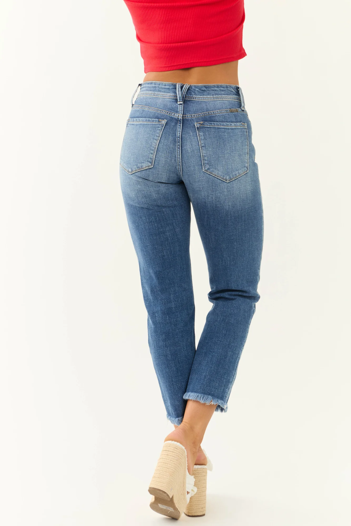 Medium Wash Cropped Straight Jeans