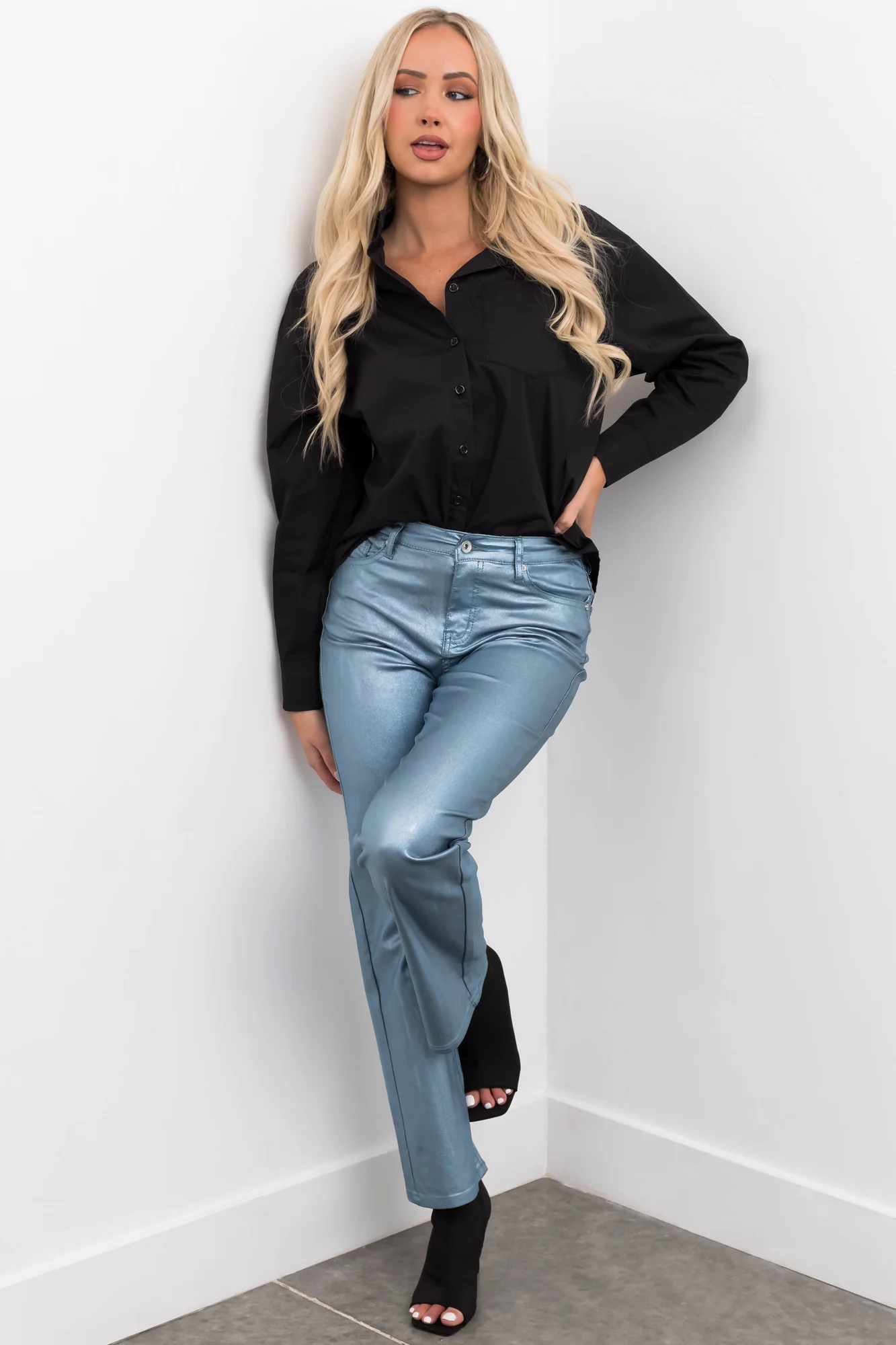 High Rise Powder Blue Dad Jeans