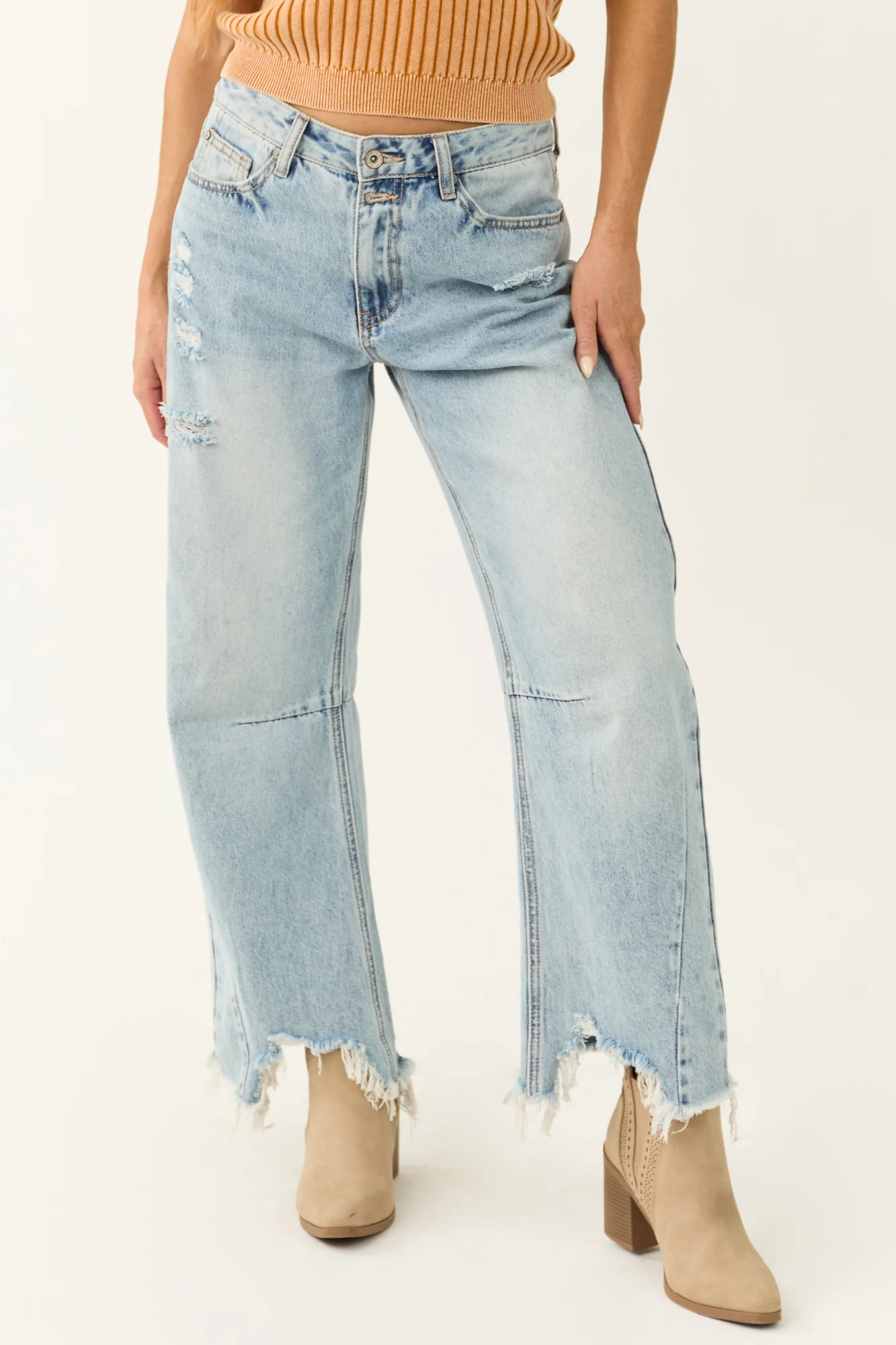 Light Wash High Rise Wide Leg Denim Jeans