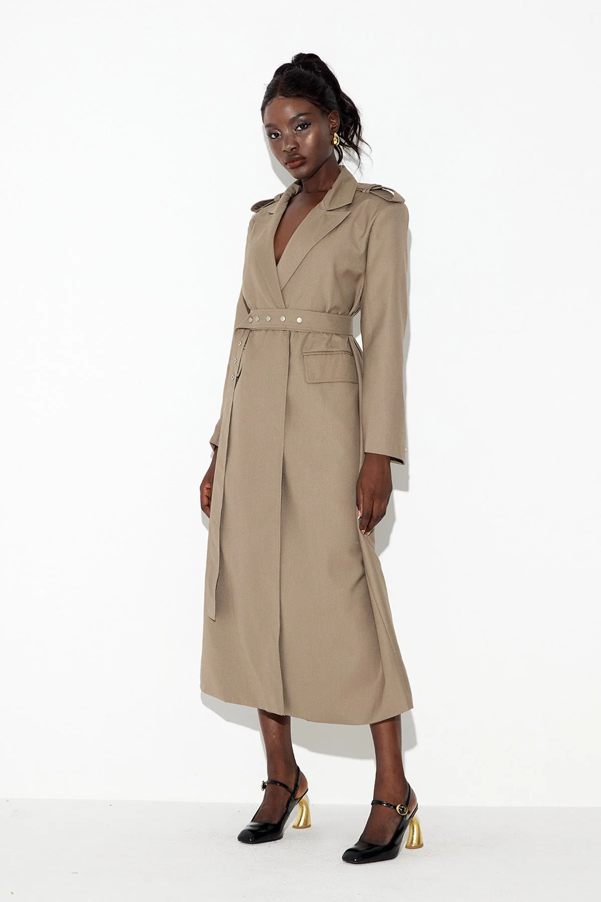 Khaki Belted Trench Coat for Versatile Style