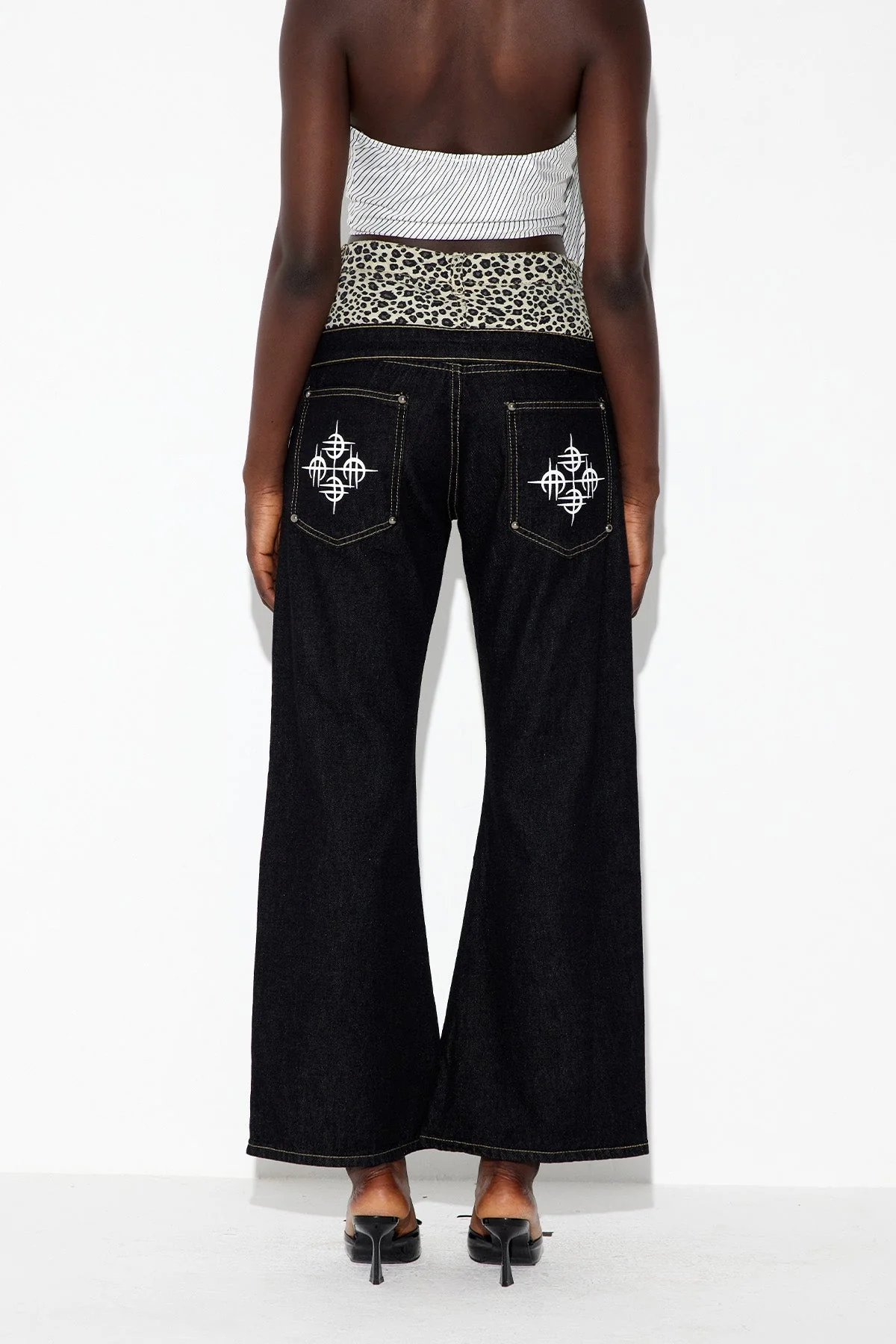 Leopard Print Star Denim Jeans