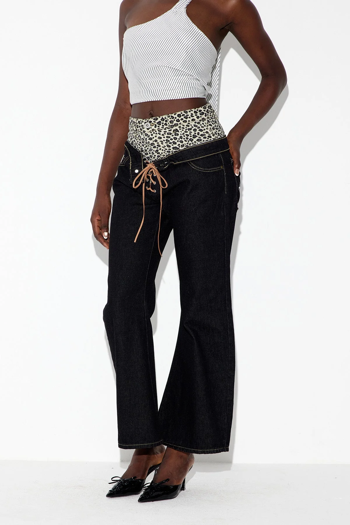 Leopard Print Star Denim Jeans