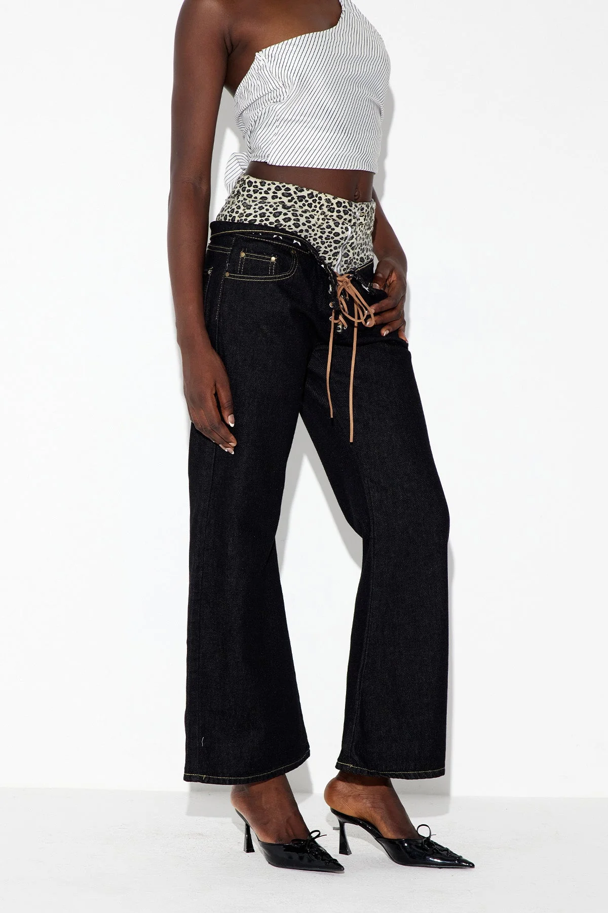 Leopard Print Star Denim Jeans