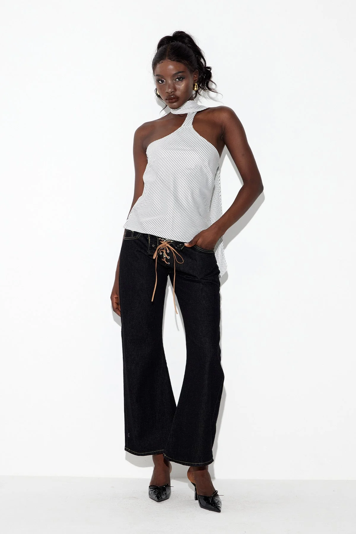 Striped Halter Neck Top - Sleek Modern Look