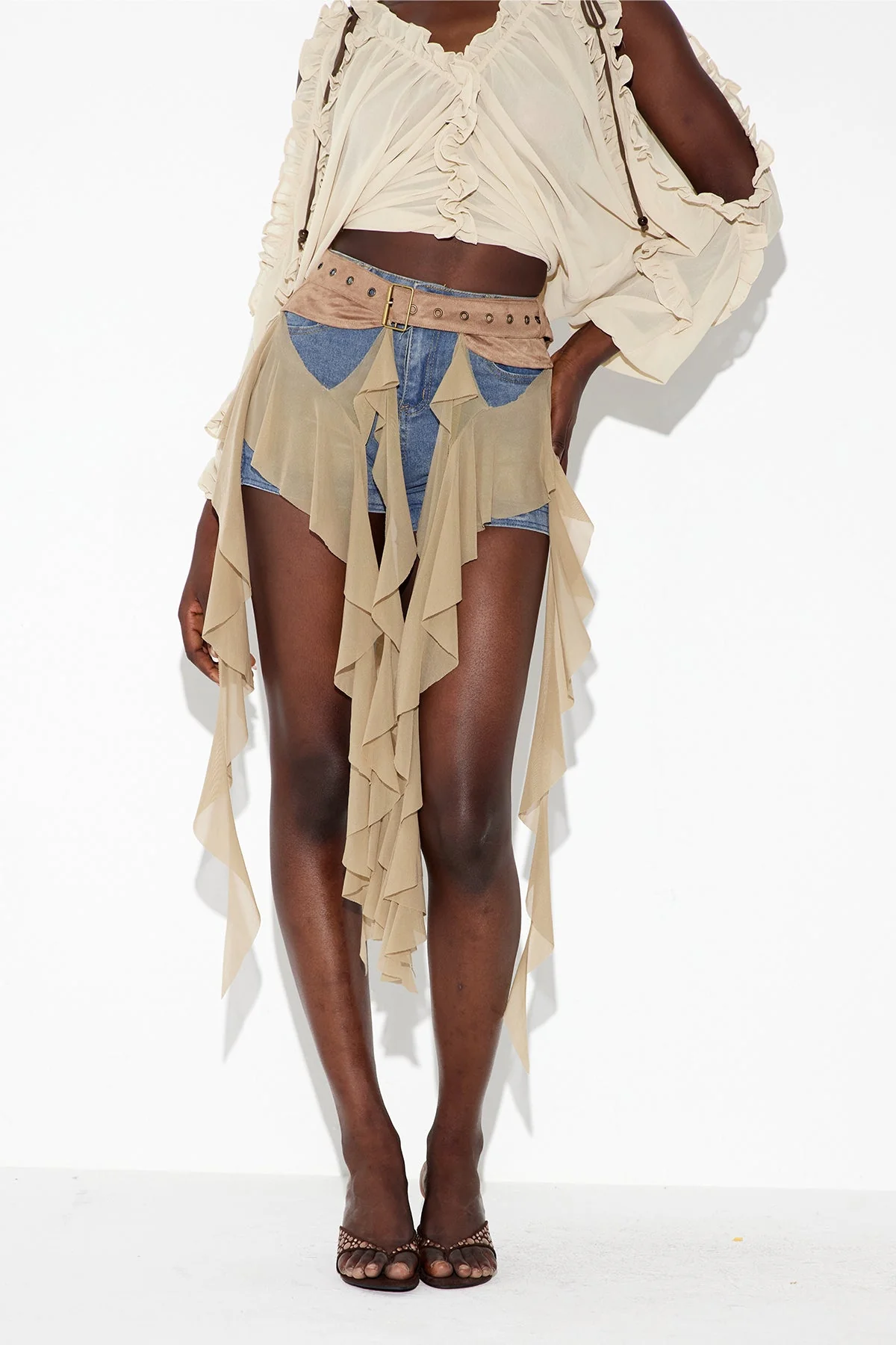 Fringe Belt in Khaki - Stylish Fringed Belt for Versatile Outfits