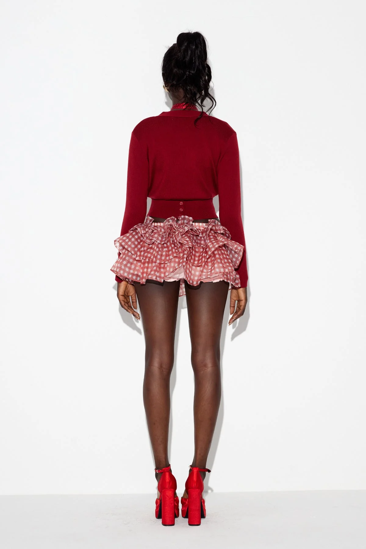 Red Knit V Neck Jacket | Versatile Style & Durability