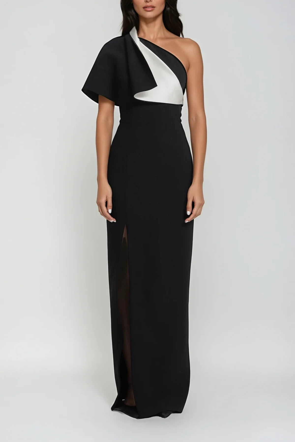 Elegant Black One Shoulder Maxi Dress