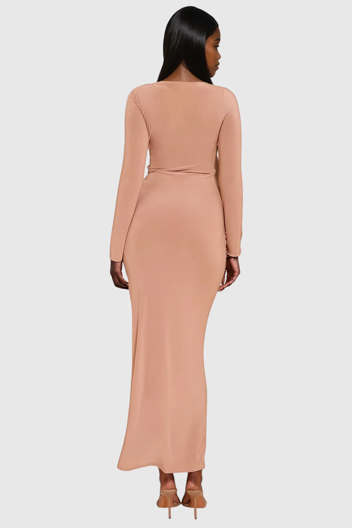 Orange Cutout Bodycon Maxi Dress - Elegant Evening Fashion
