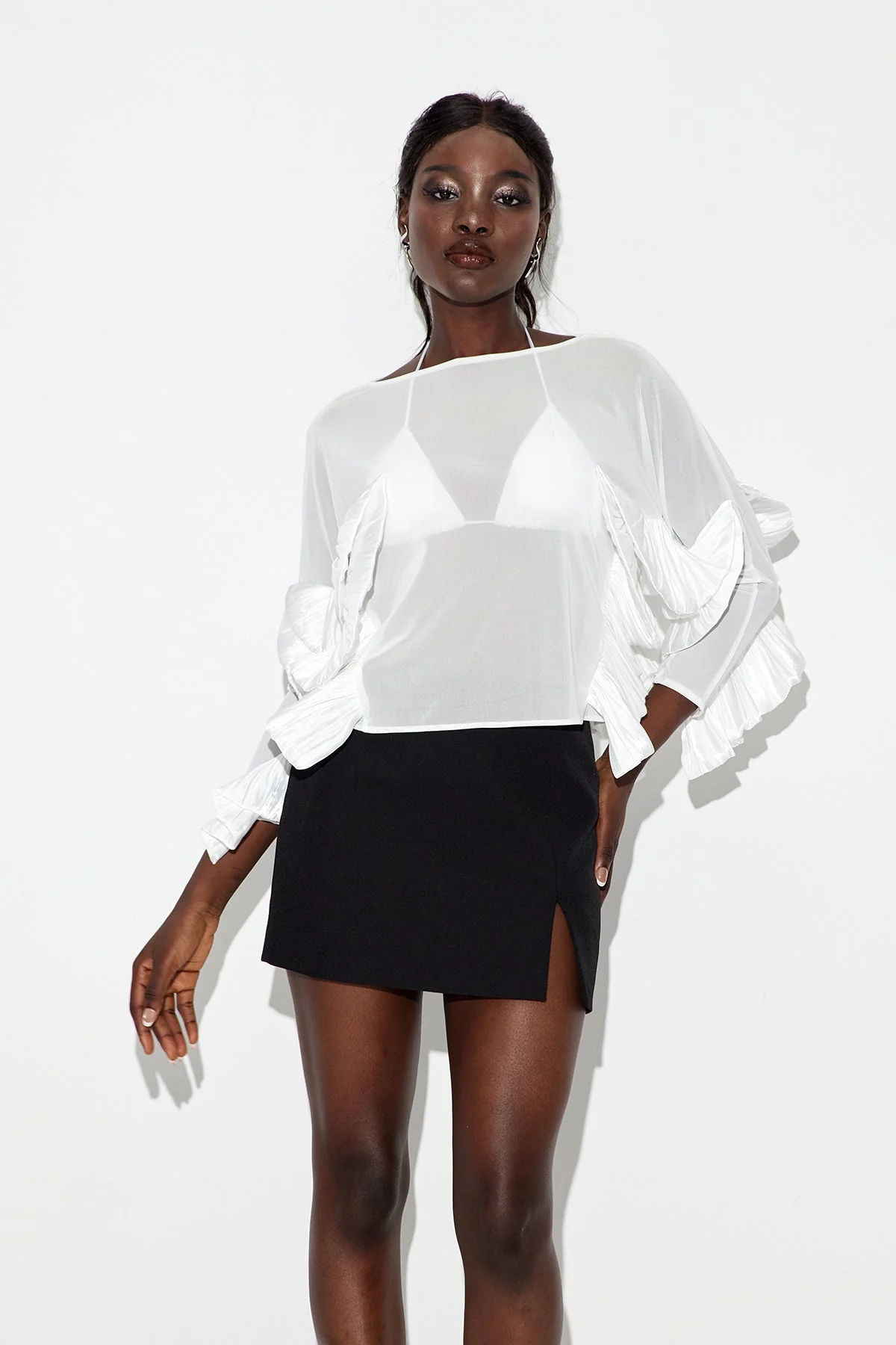 White Asymmetric Deconstructed Top for Modern Wardrobe